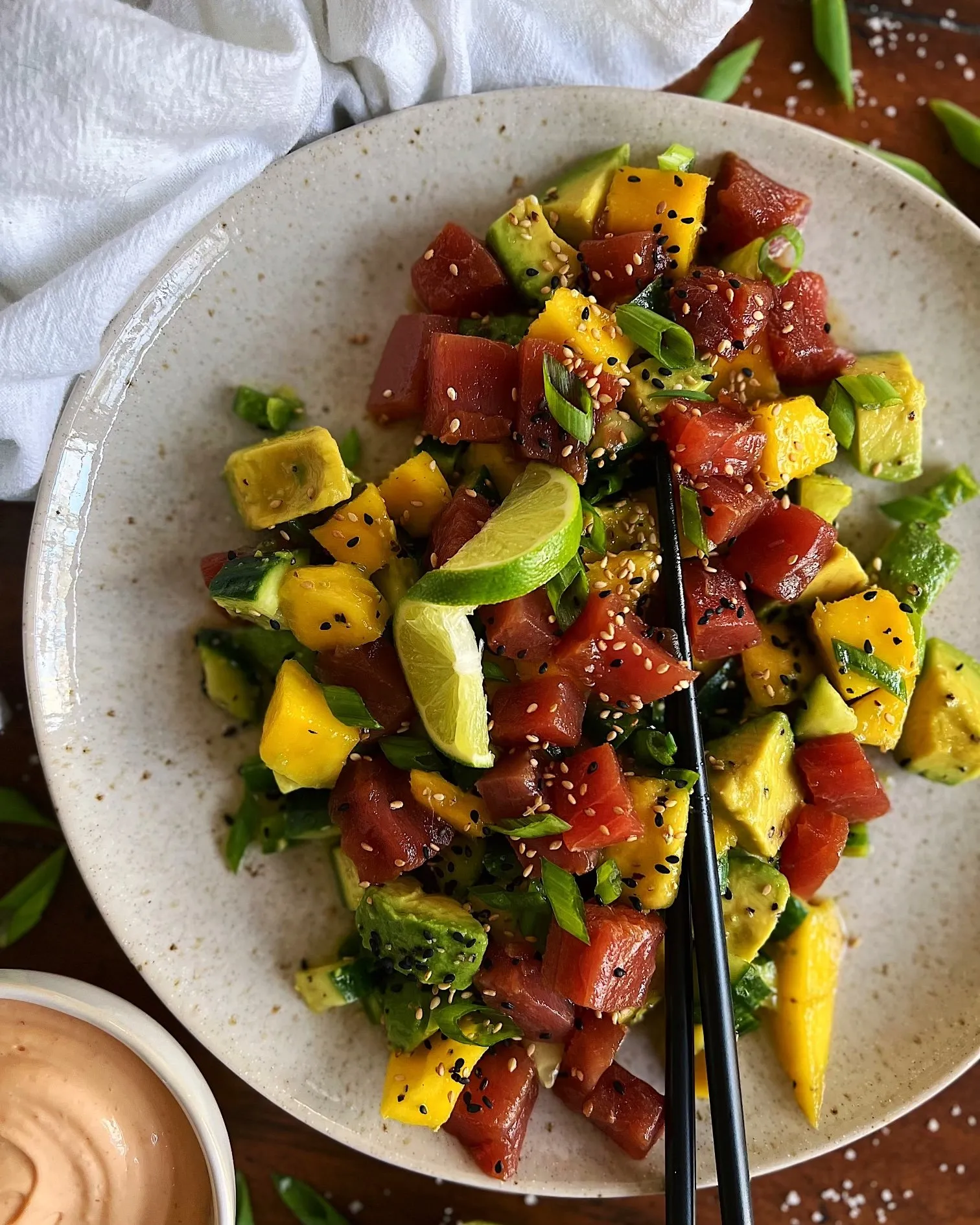 Ahi Tuna Mango Salsa Arepas