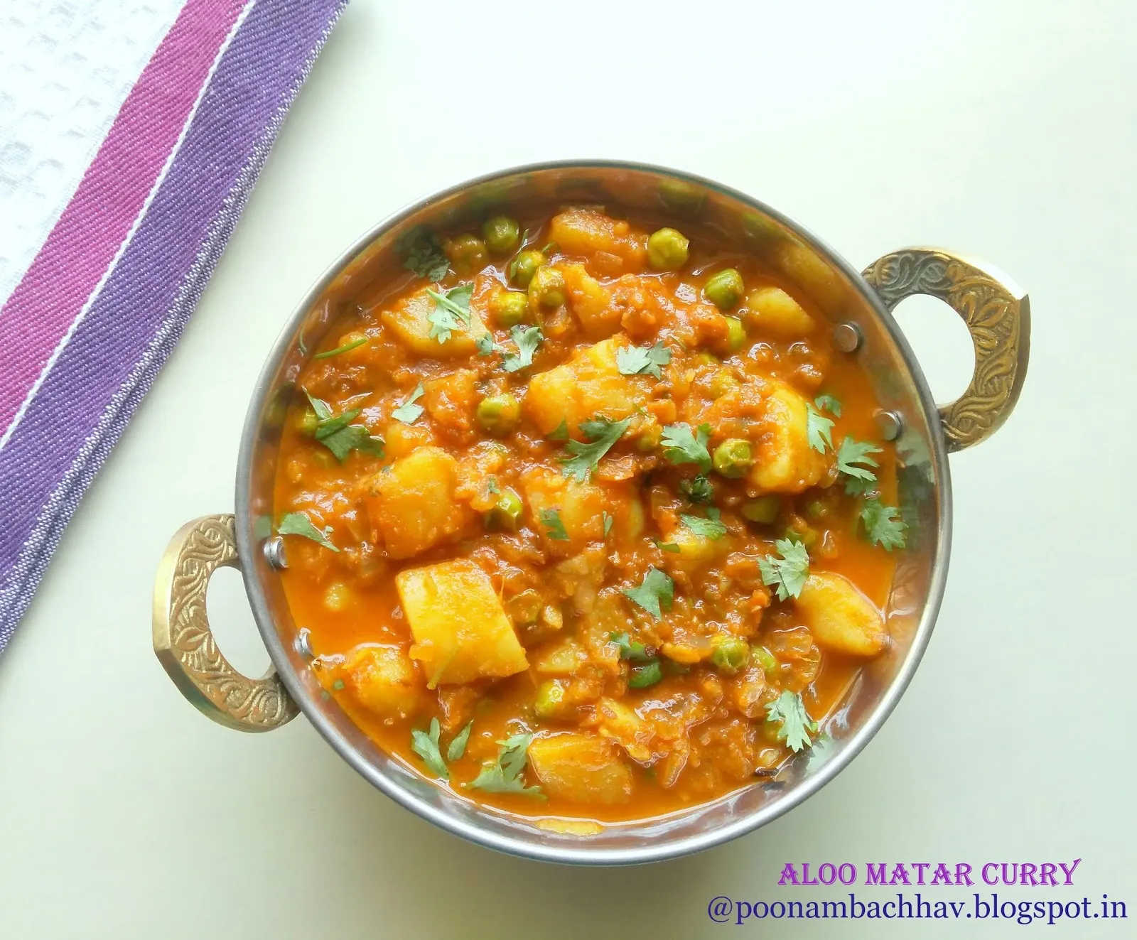 Alu Matar with Curd Gravy