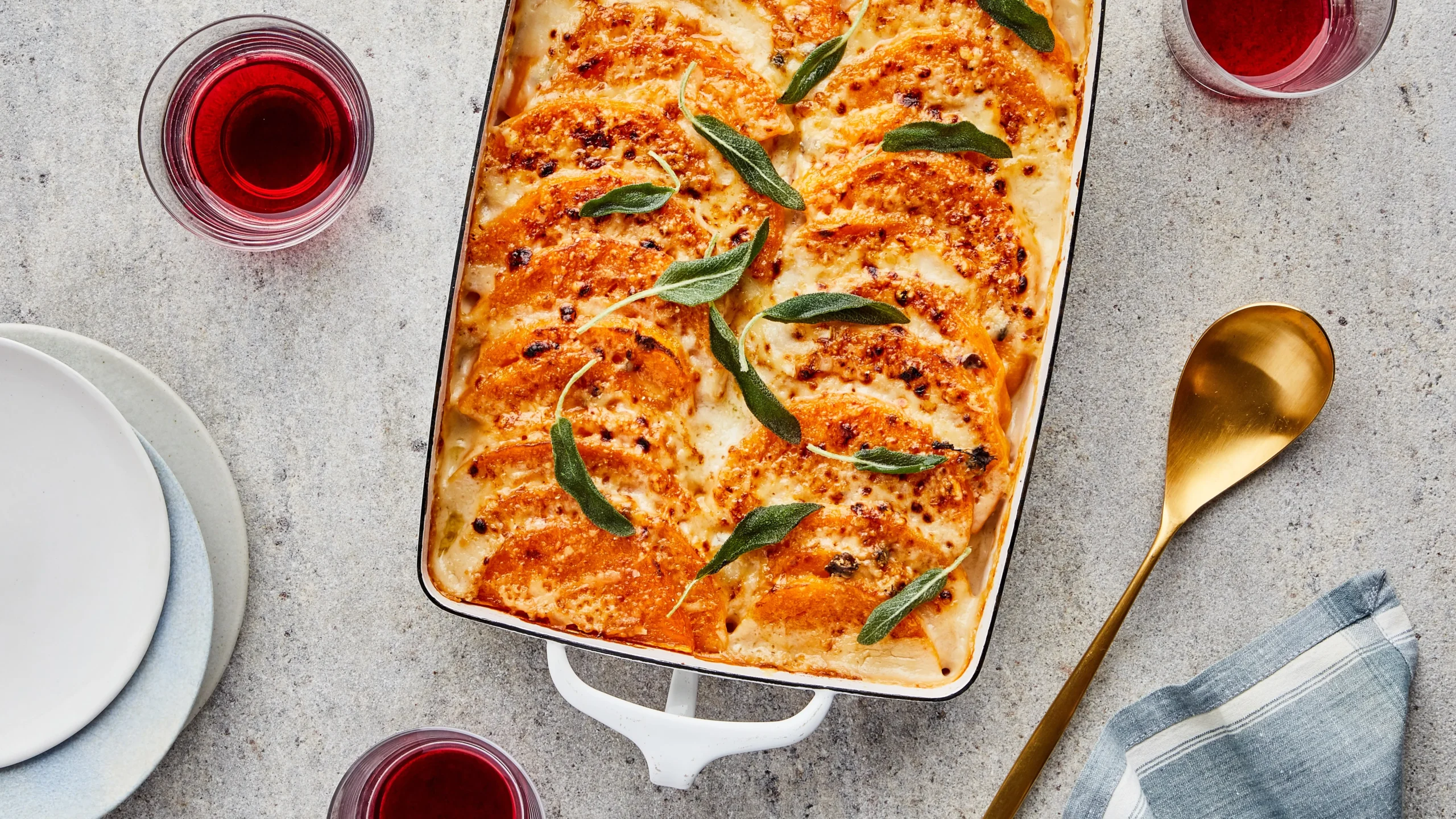 Apple Butternut Squash and Leek Gratin