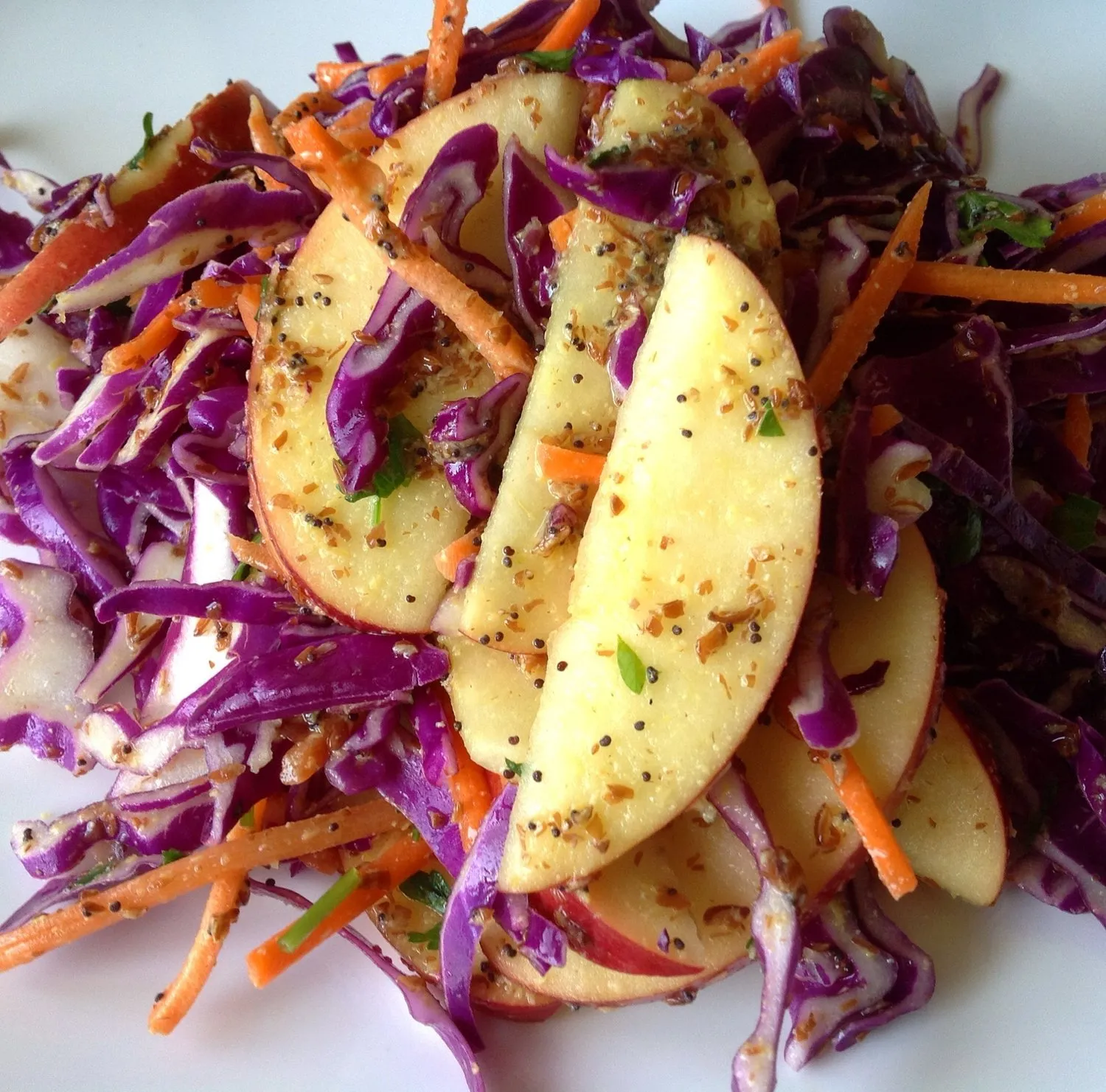 Apple Cabbage Slaw with Creamy Poppy Seed Dressing