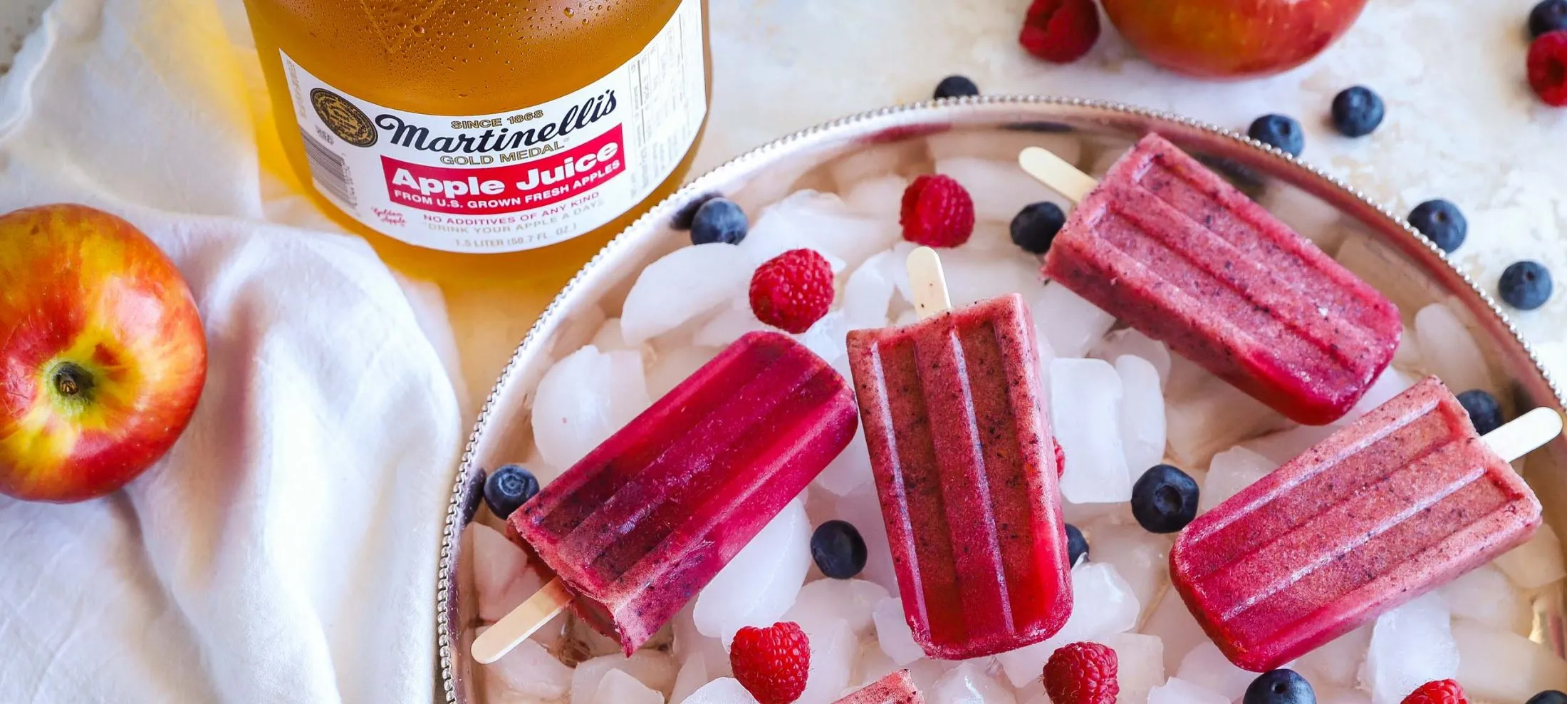 Apple Juice and Berry Popsicles