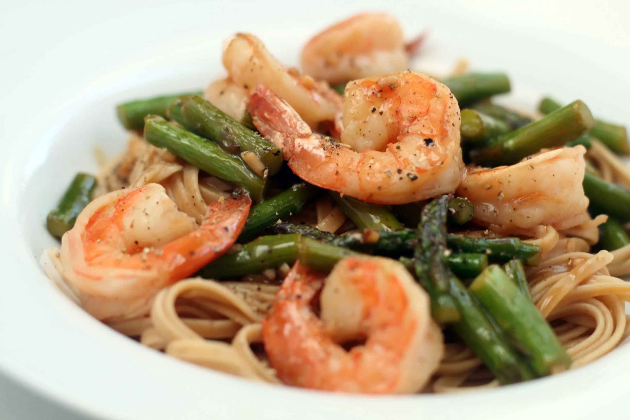 Asparagus Linguine with Prawns