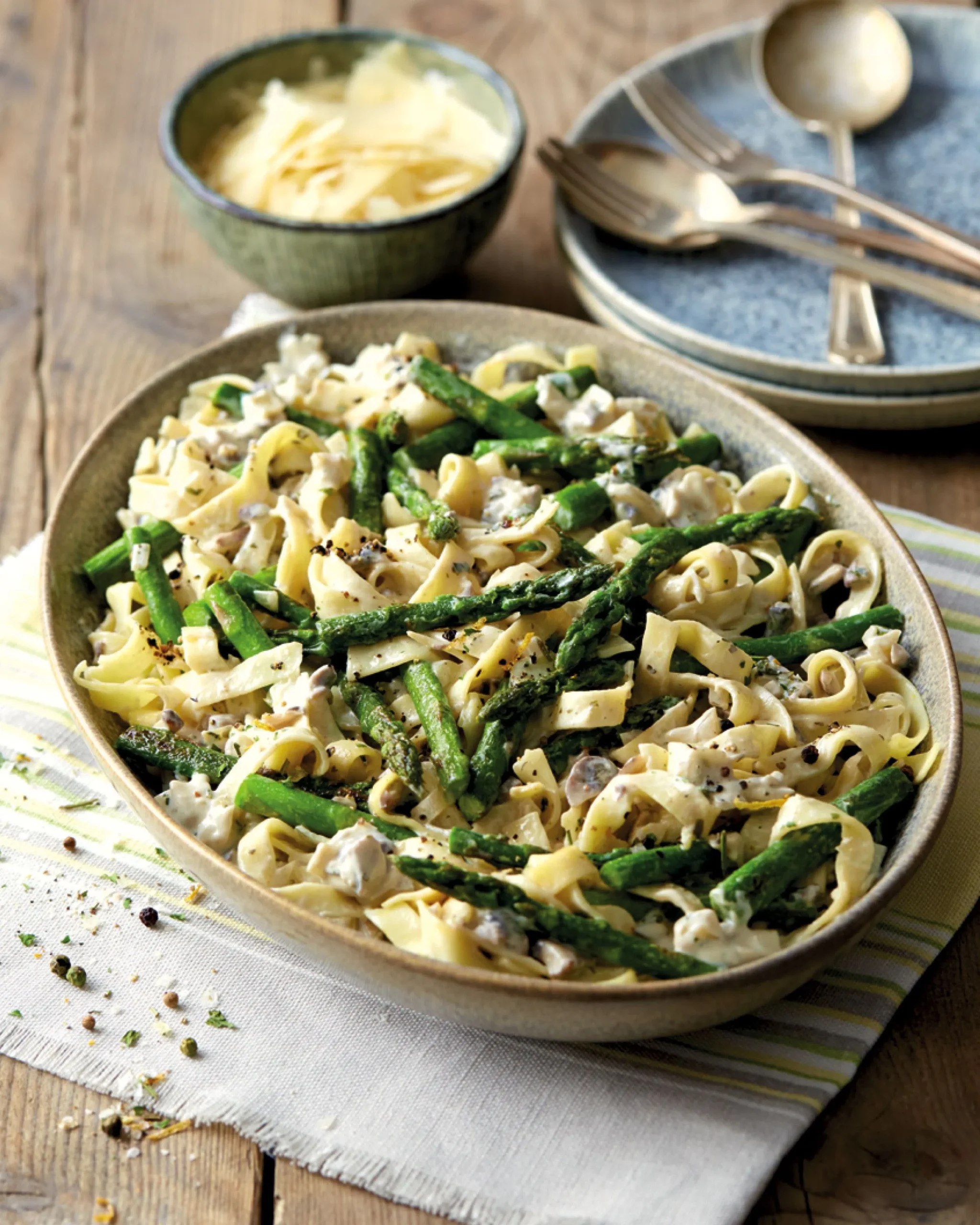 Asparagus Wild Mushroom Tagliatelle Pasta