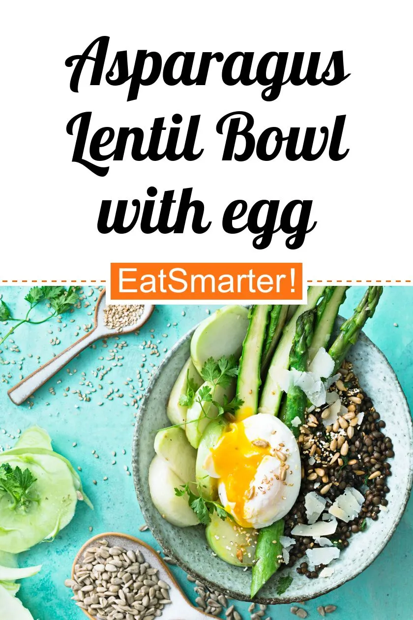 Asparagus and Green Lentils with Poached Egg