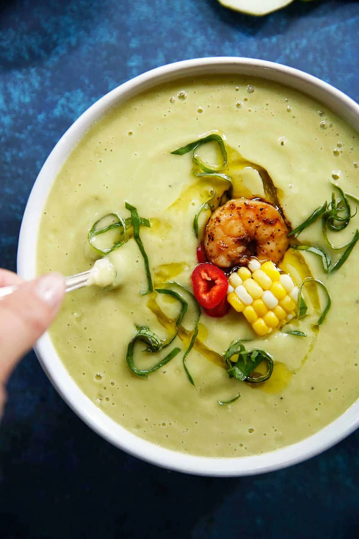 Avocado Gazpacho with Shrimp