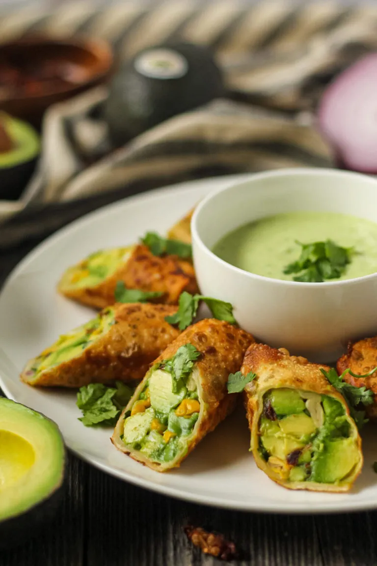 Avocado and Chorizo Stuffed Party Rolls with Creamy Avocado Cilantro Ranch Dip