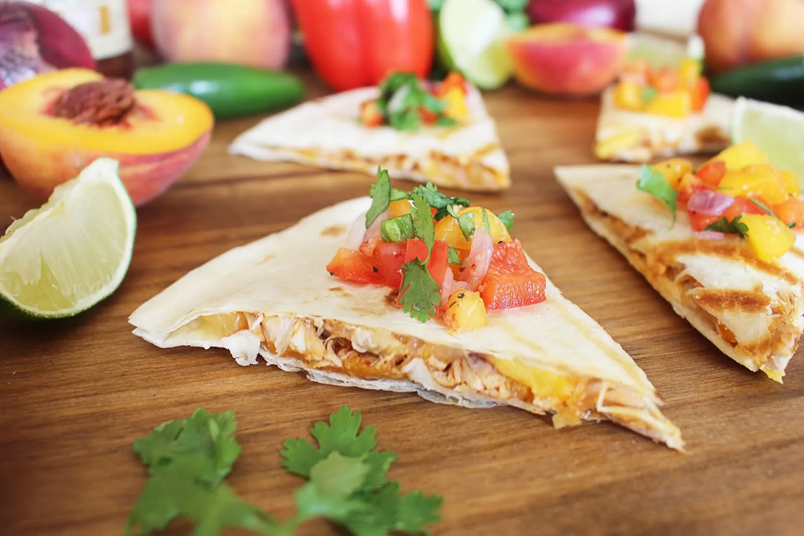 BBQ Chicken and Peach Quesadillas