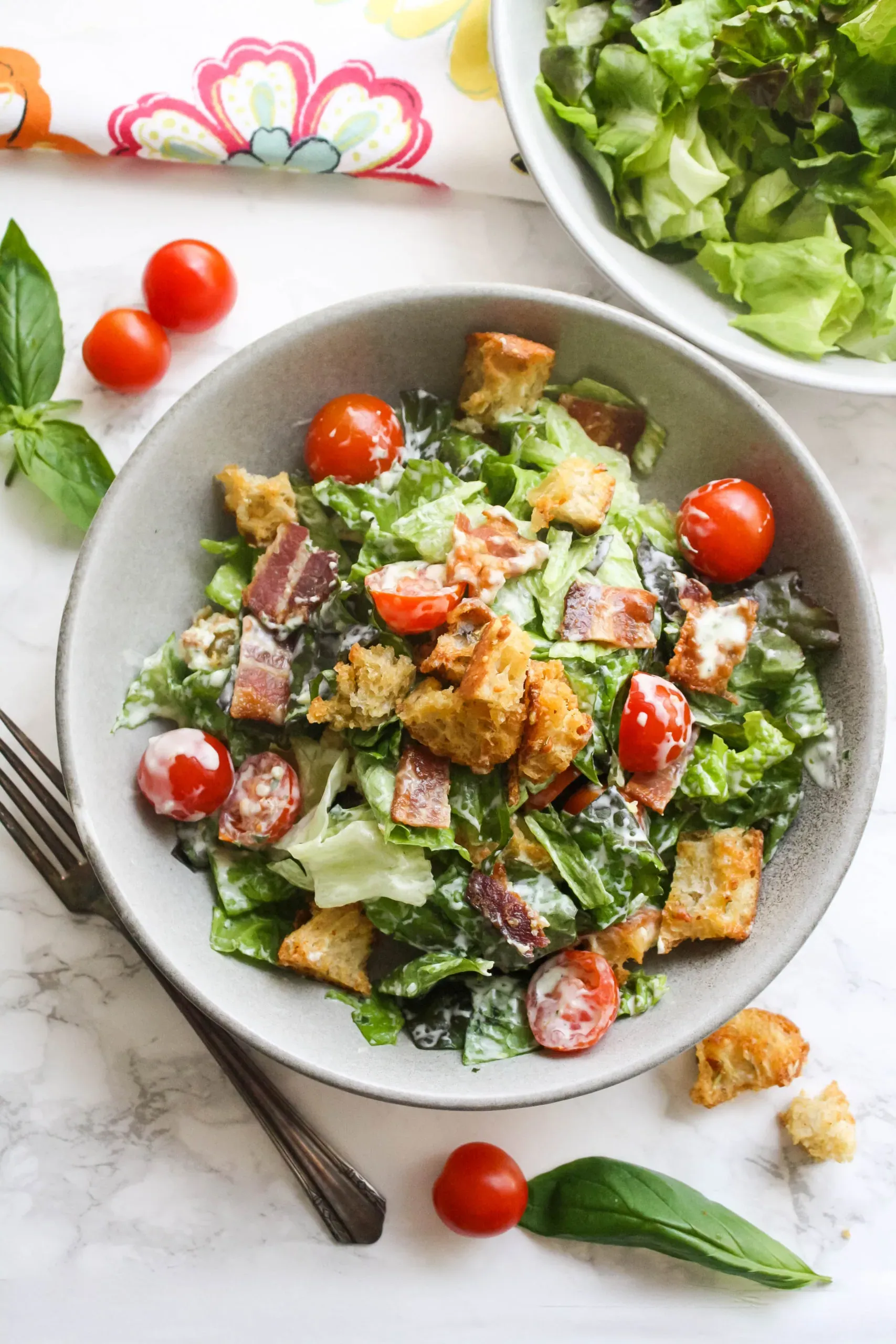 BLT Salad with Creamy Basil Dressing
