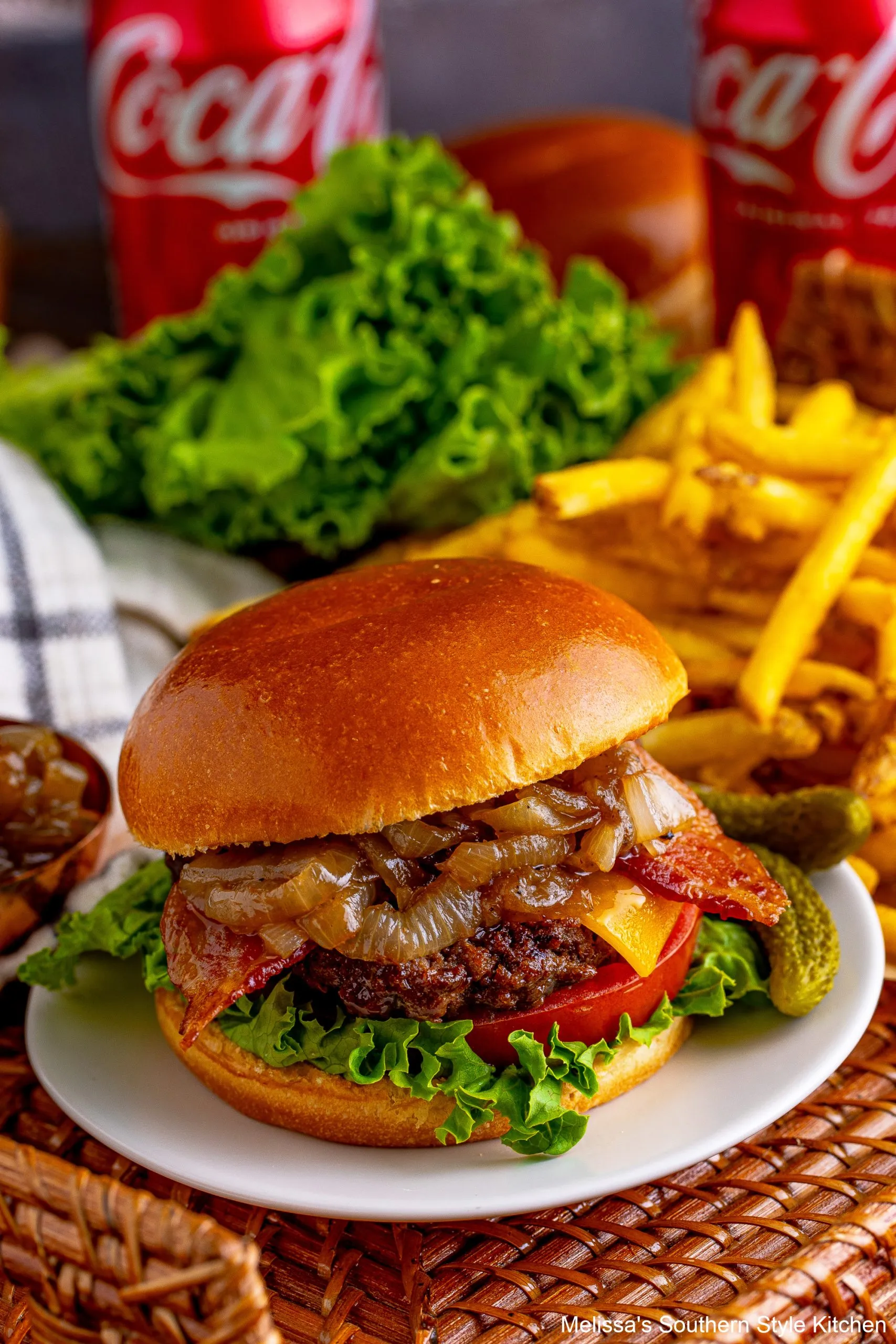 Bacon Cheeseburgers with Coca Cola Onions