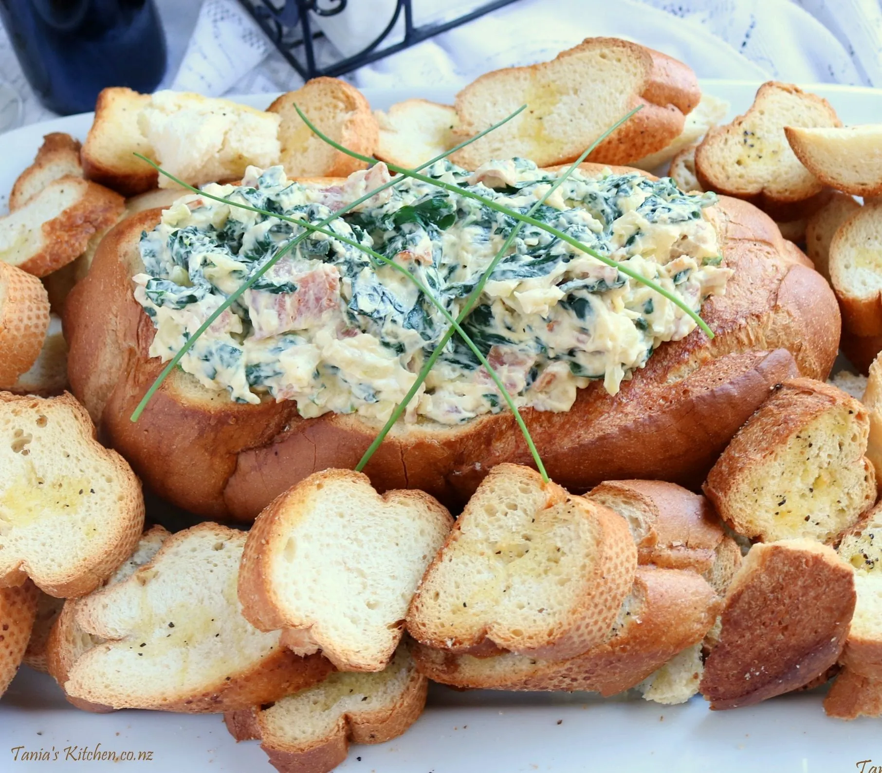 Bacon Spinach Dip Loaf