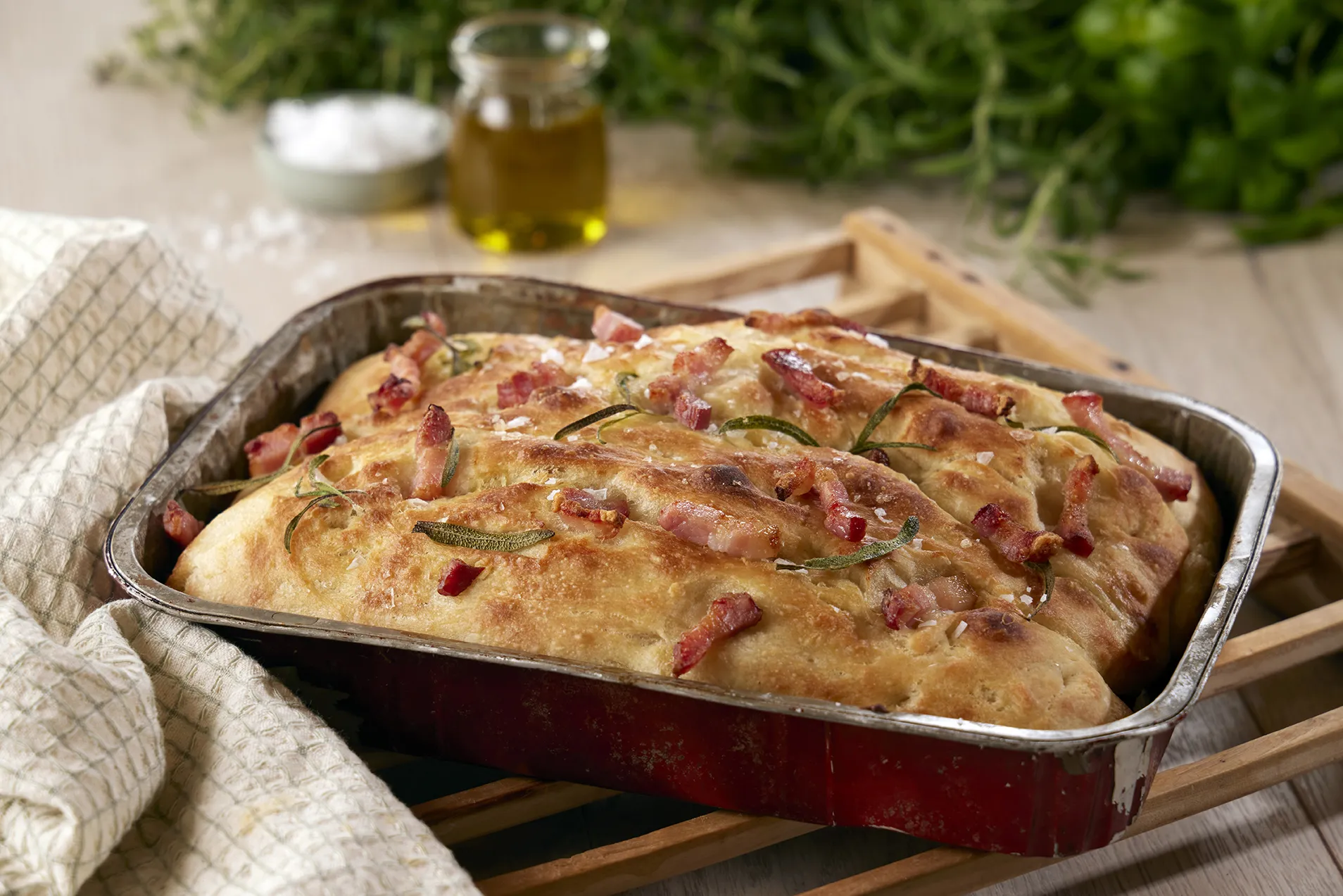 Bacon, Walnut, and Feta Focaccia