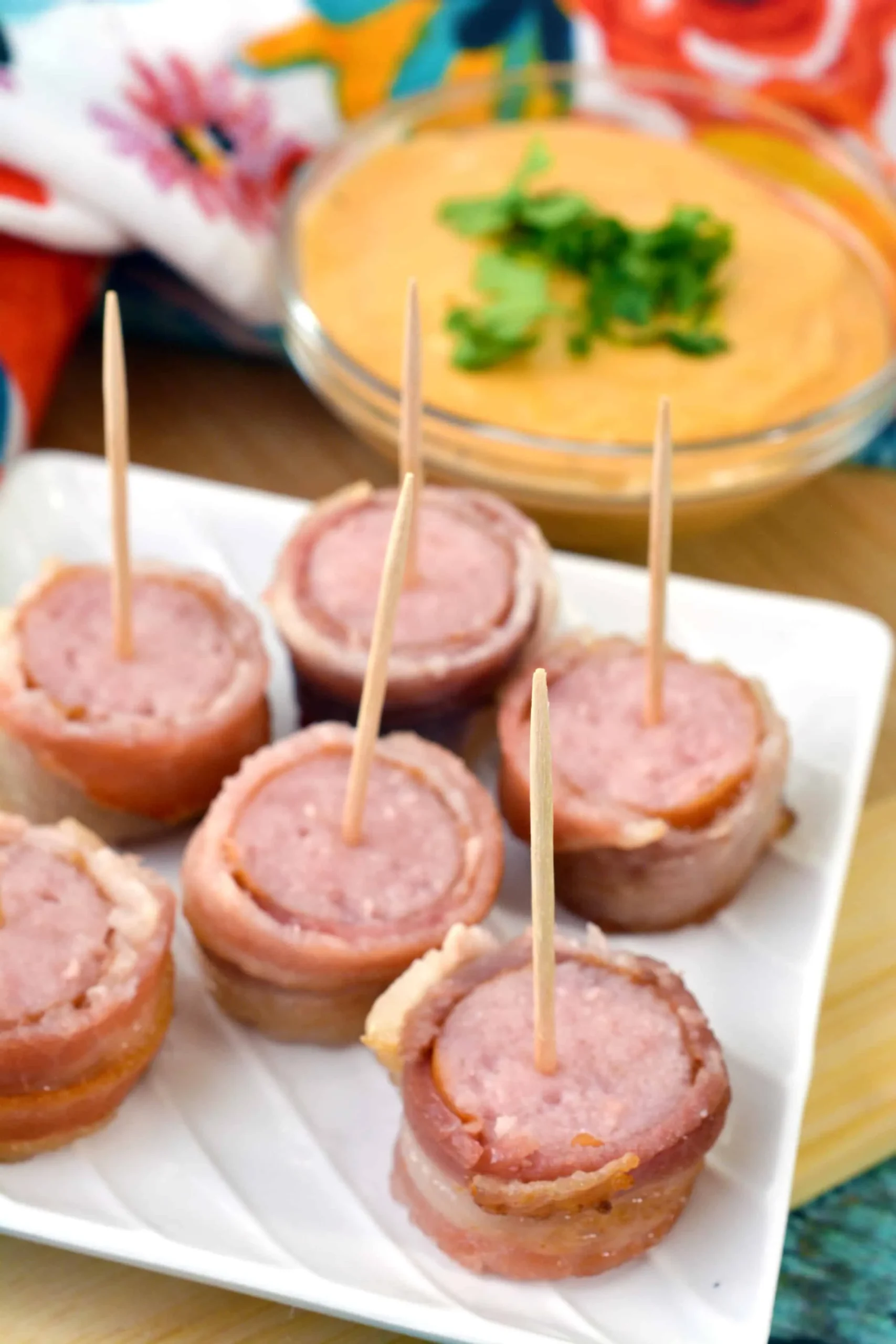 Bacon Wrapped Brats Chicken Dippers