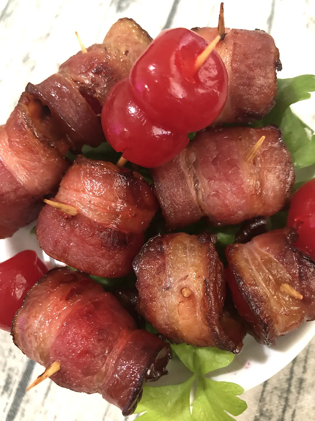 Bacon Wrapped Cherries with Thyme