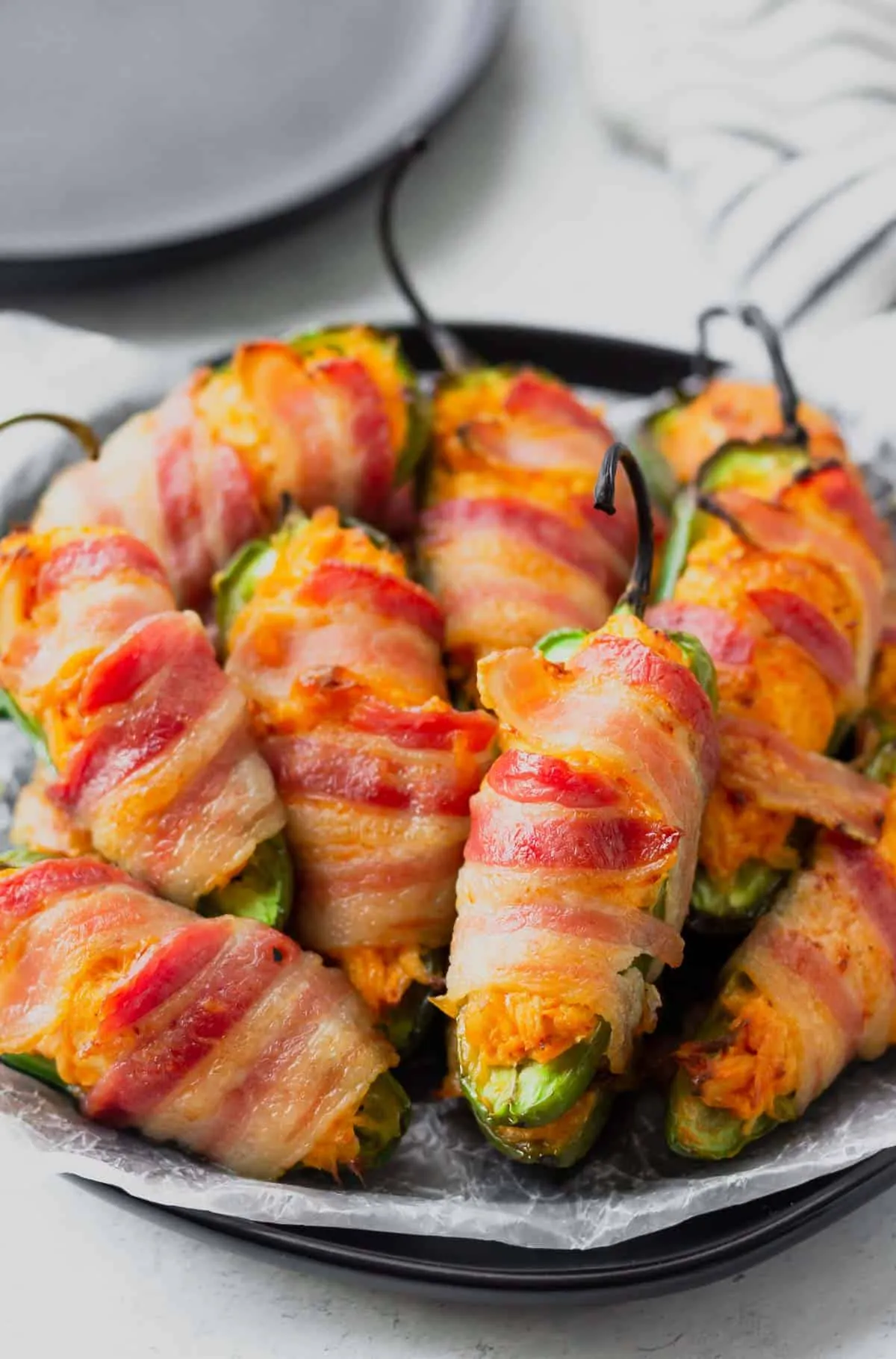 Bacon Wrapped Jalapeno Poppers with Shredded Chicken and Cheese