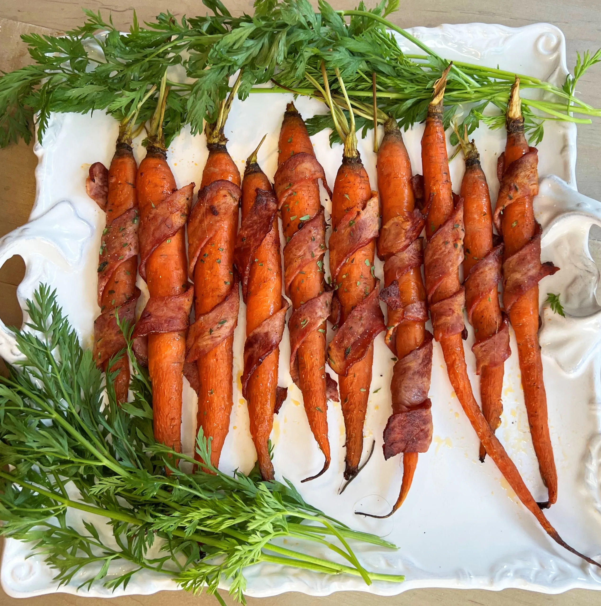 Bacon Wrapped Maple Balsamic Carrots