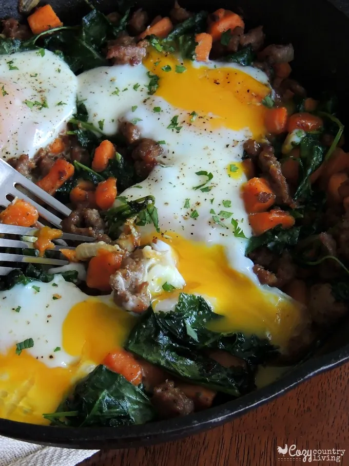 Baked Eggs with Kale and Sausage
