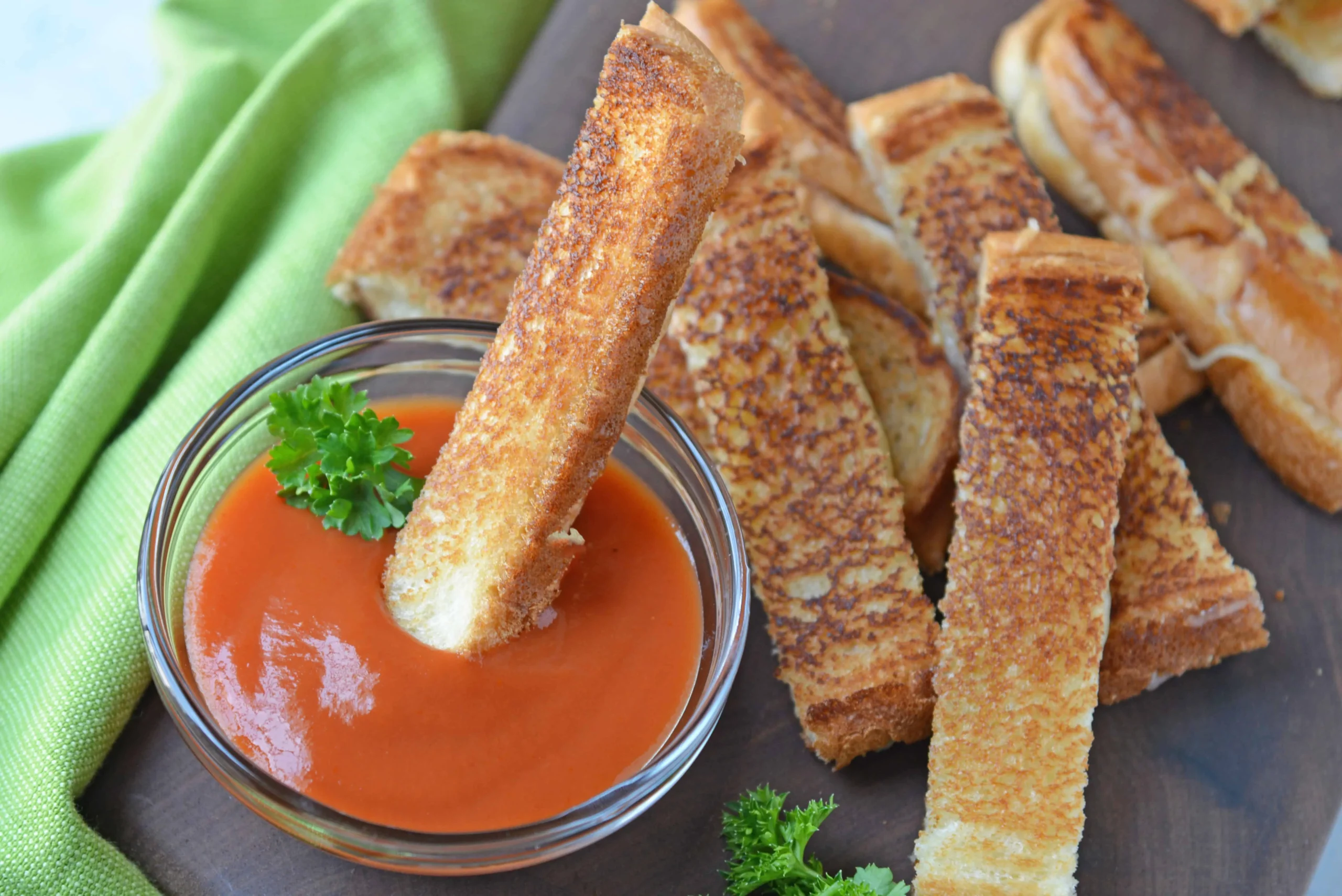 Baked Grilled Cheese Sticks with Tomato Soup