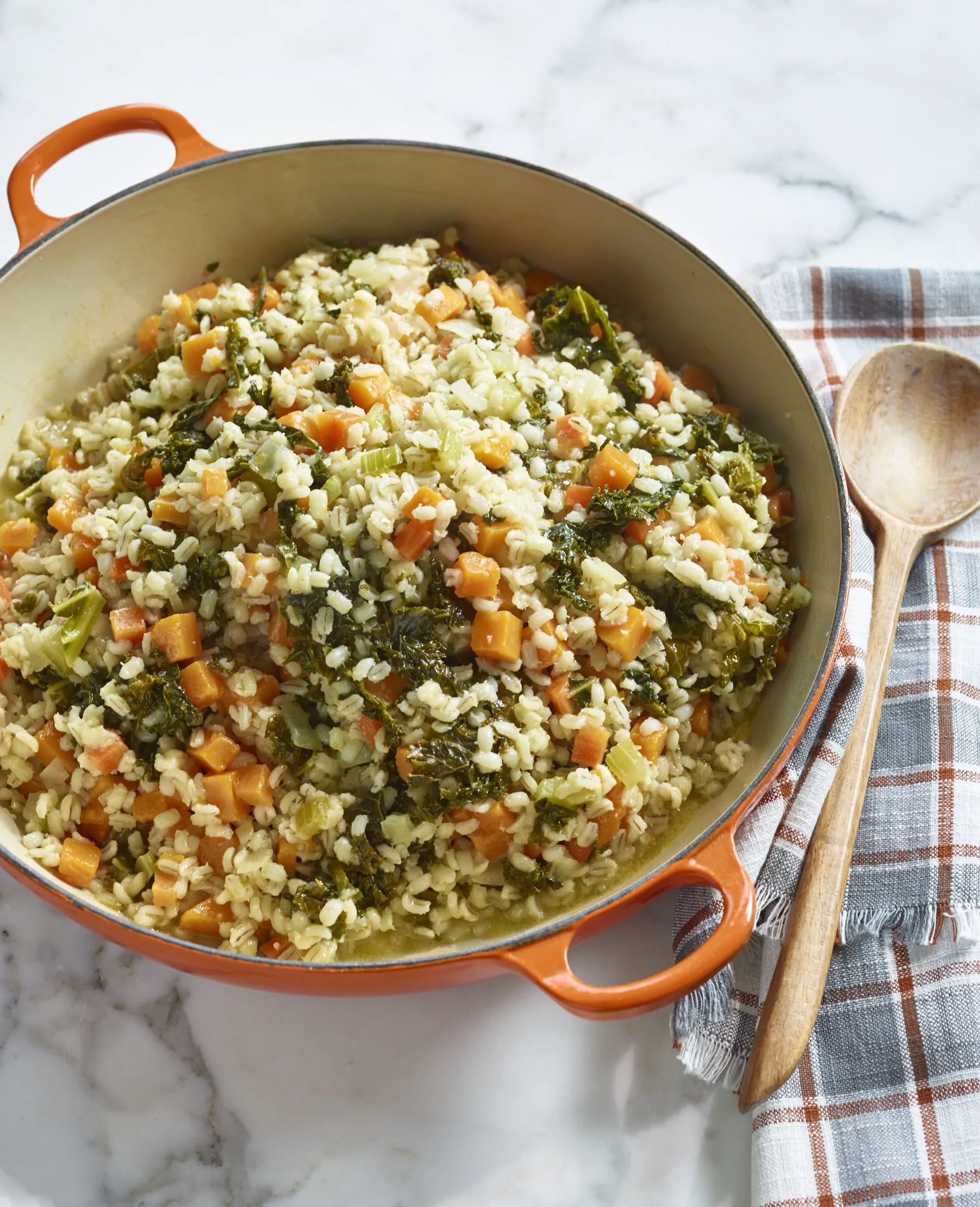 Baked Kale Barley Risotto