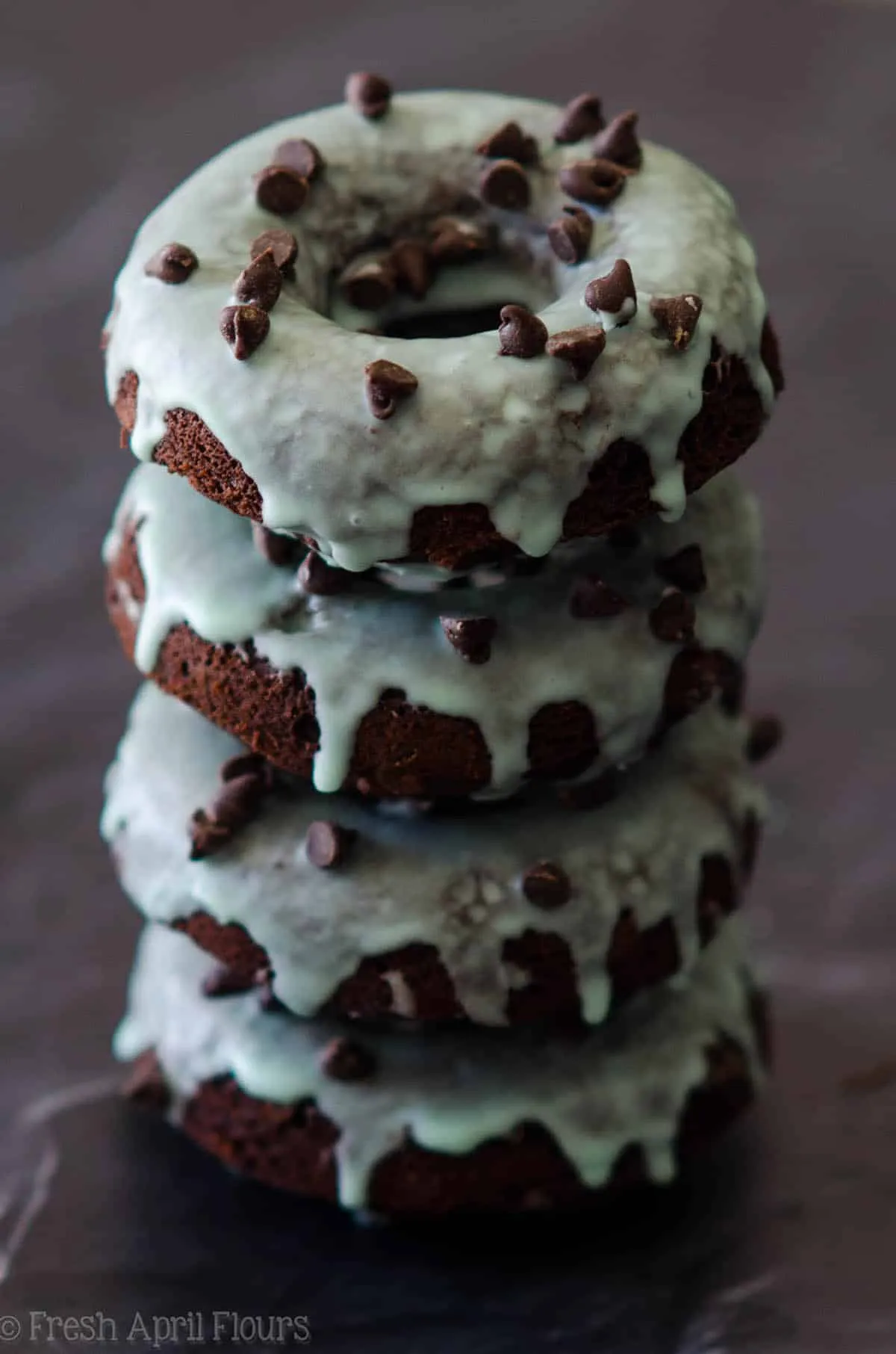 Baked Mint Chocolate Chip Donuts