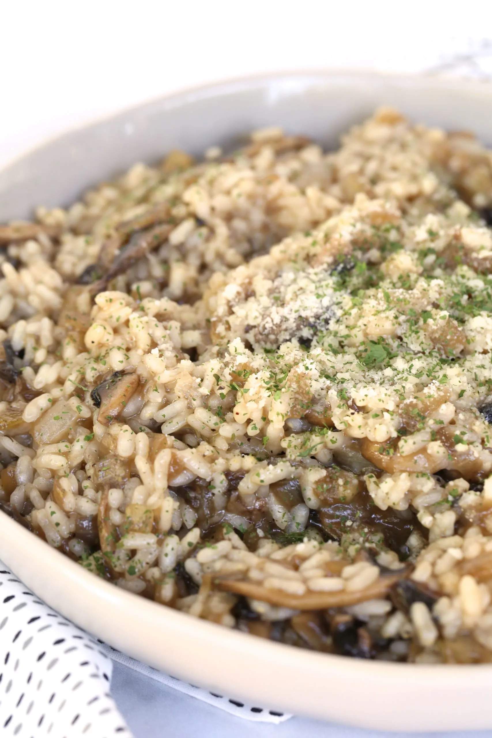 Baked Parmesan Risotto with Marsala Mushrooms