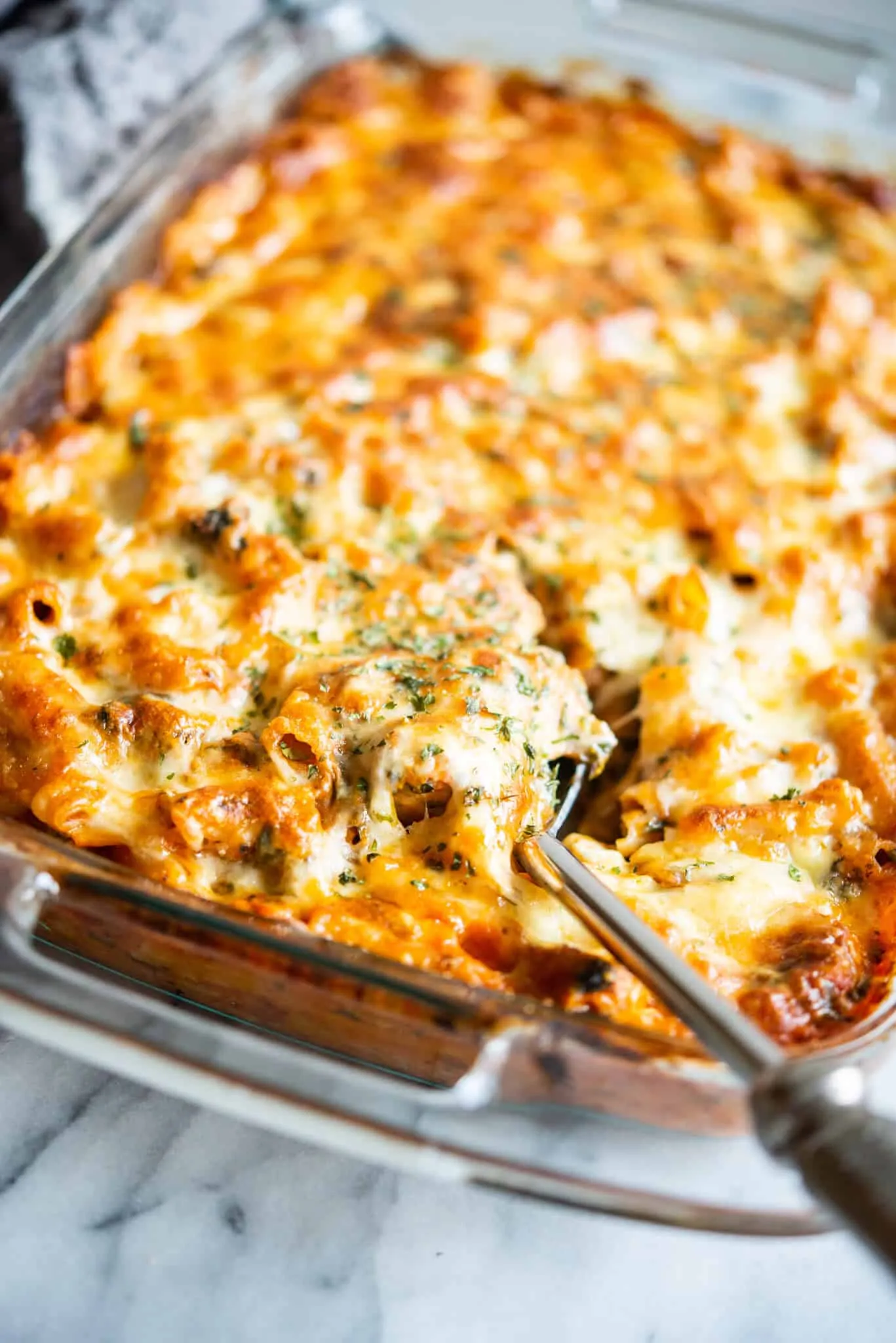 Baked Pasta with Sausage Spinach