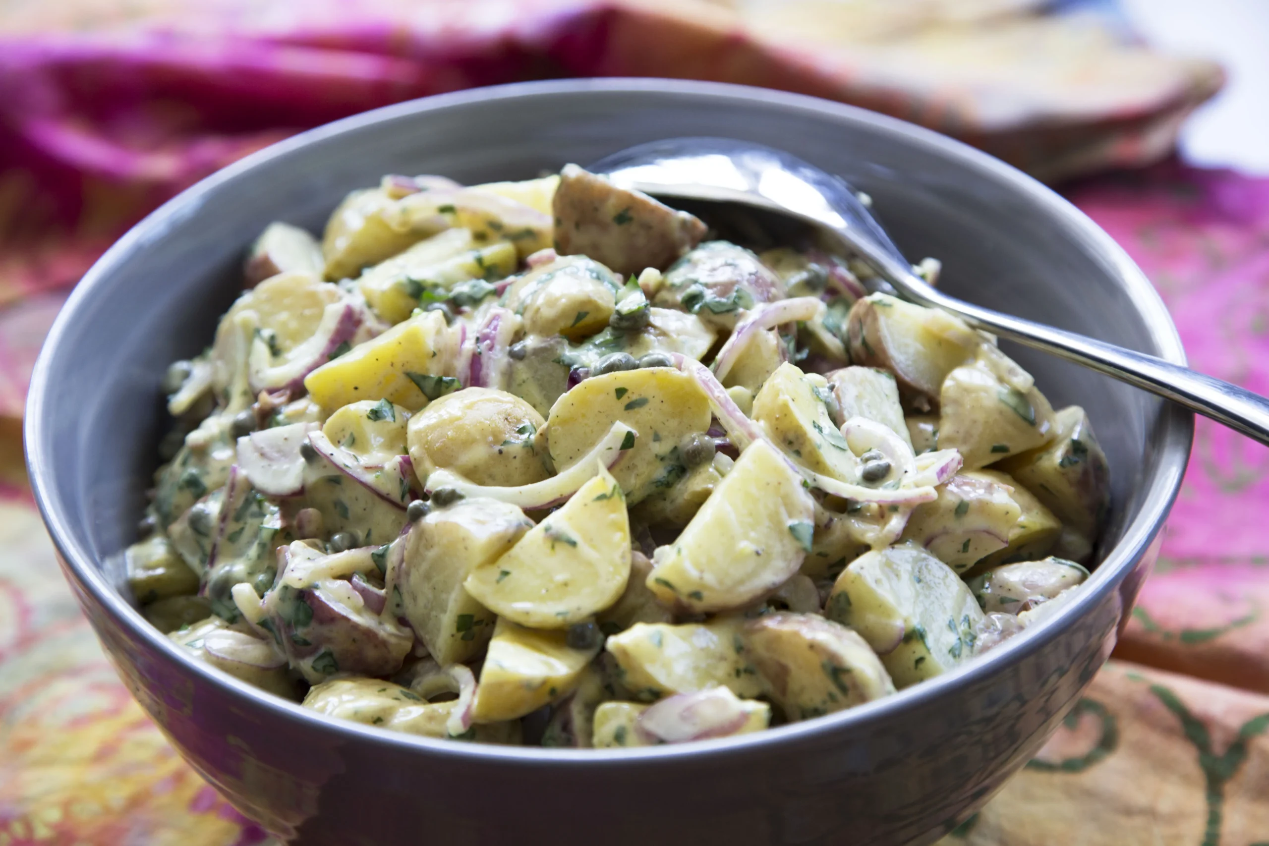Baked Potato Salad with Honey Mustard Dressing