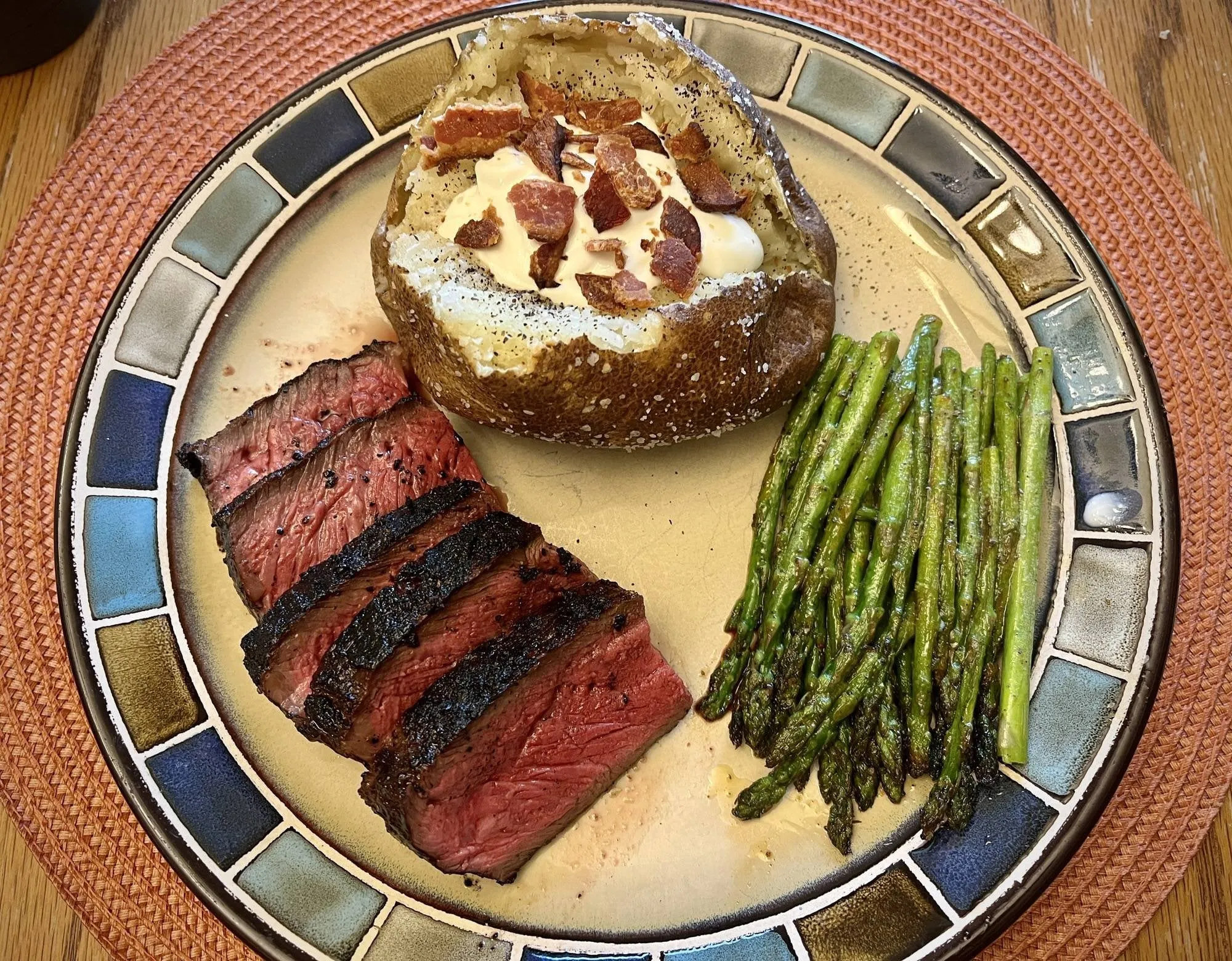 Baked Potato with Asparagus Topping