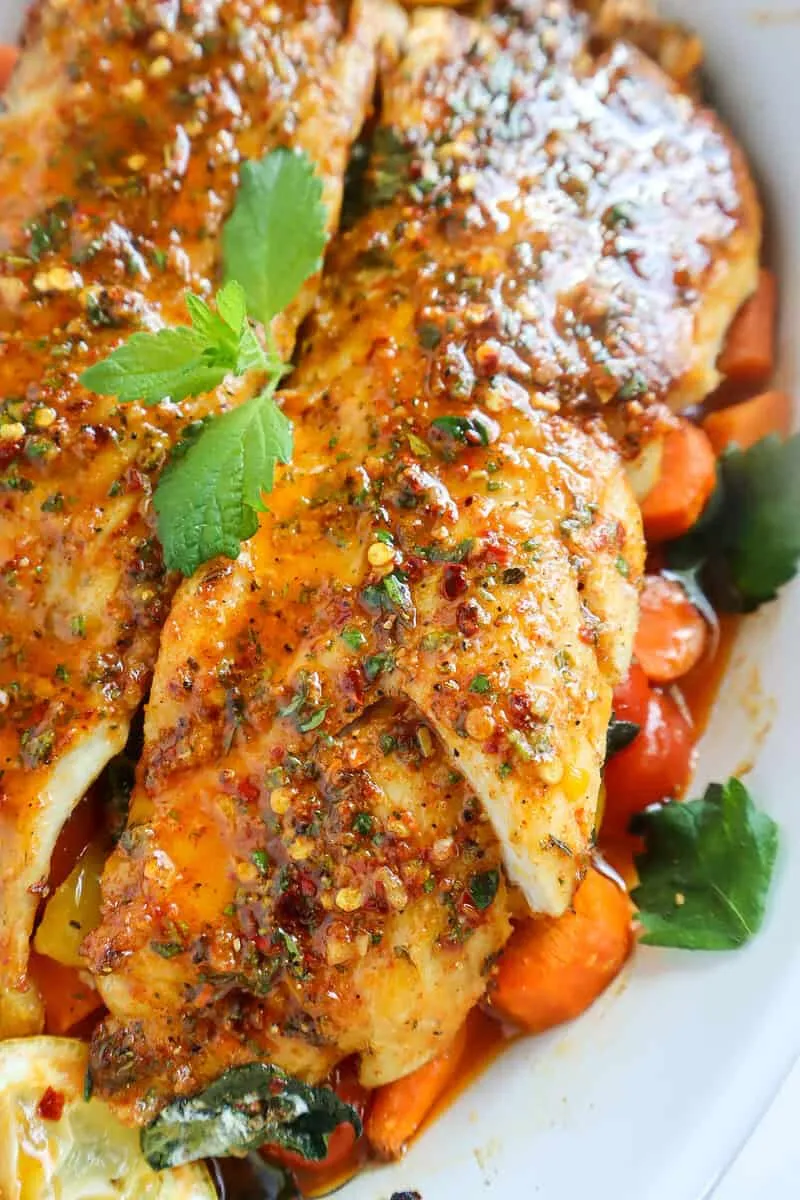 Baked Red Snapper with Garlic and Herbs