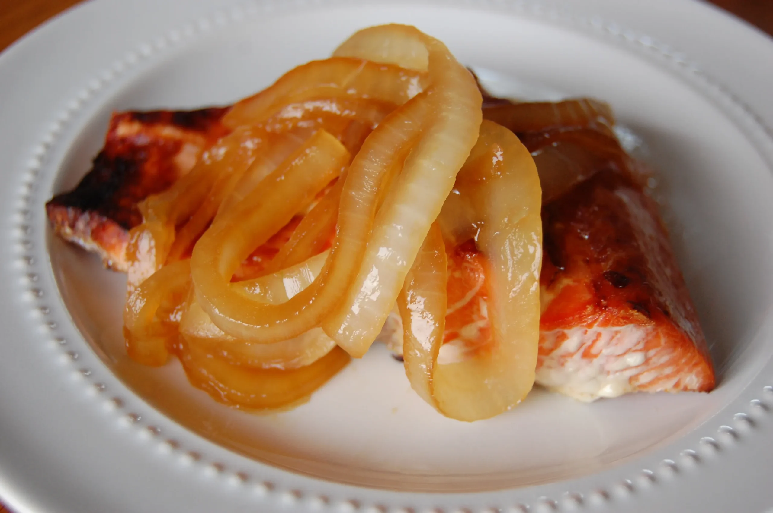 Baked Salmon with Sweet Candy Onions