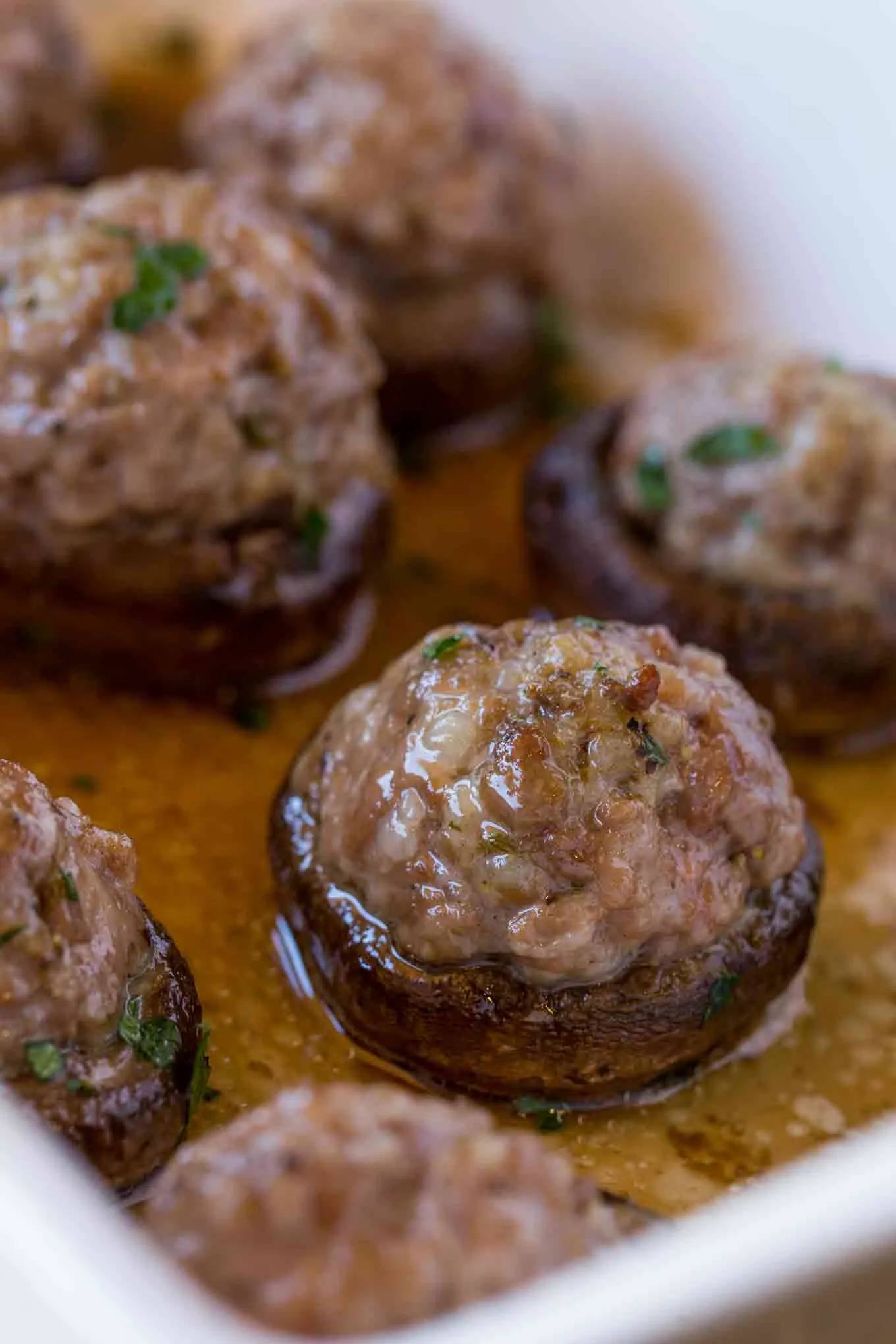 Baked Stuffed Mushrooms with Sausage and Mozzarella