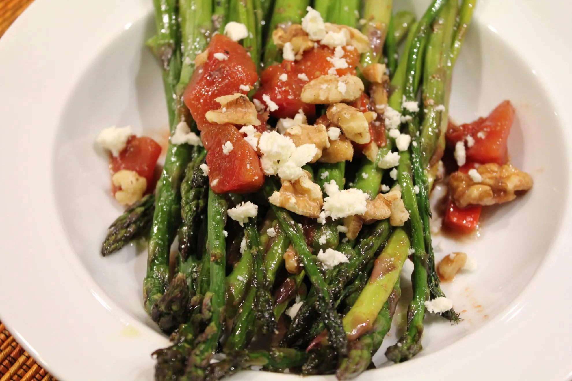Balsamic Asparagus with Feta Cheese and Toasted Walnuts