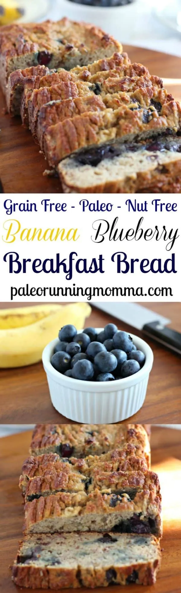 Banana Blueberry Breakfast Bread Paleo Nut Free