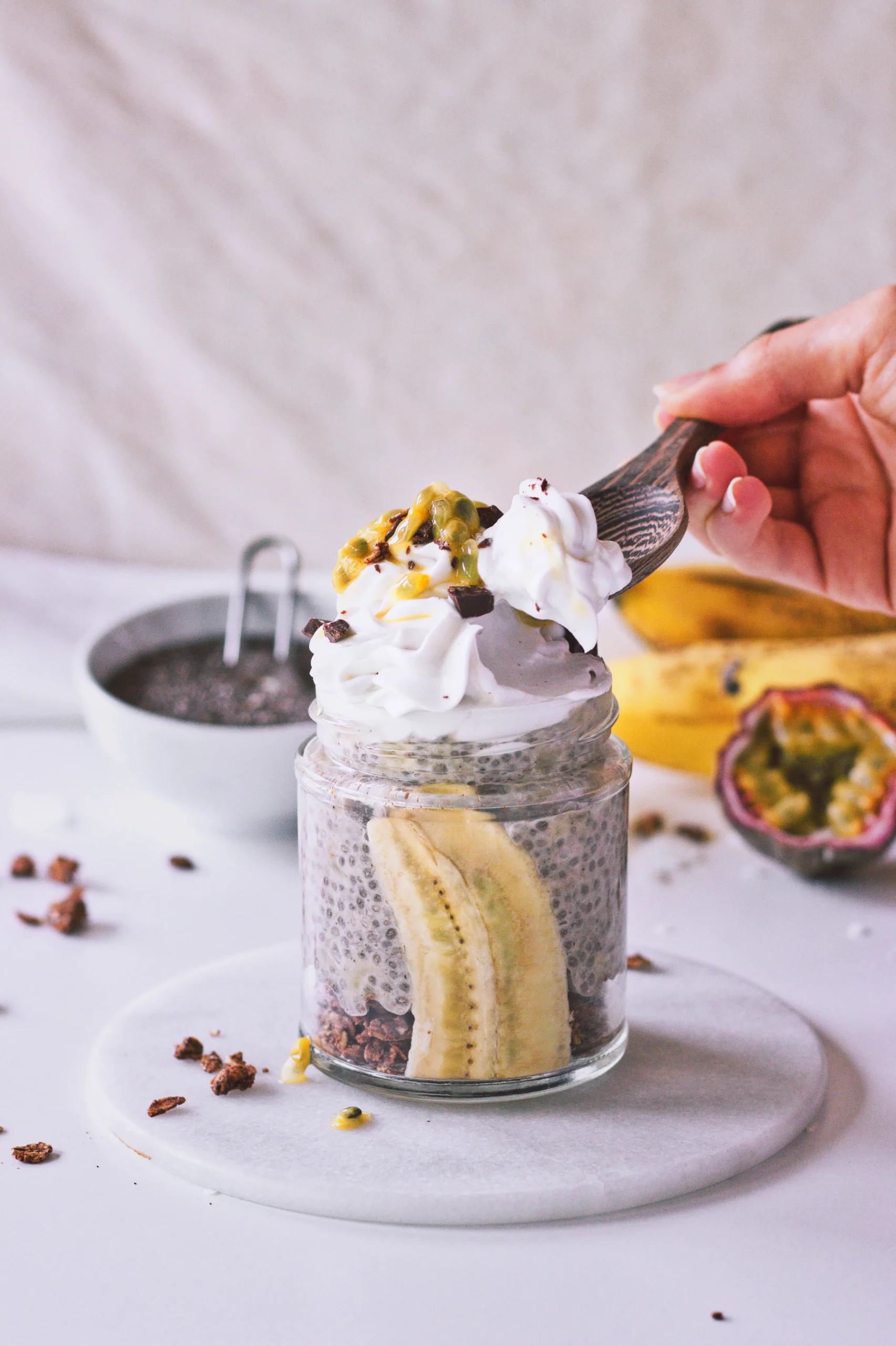 Banana Chia Pudding with Caramelized Banana and Coconut