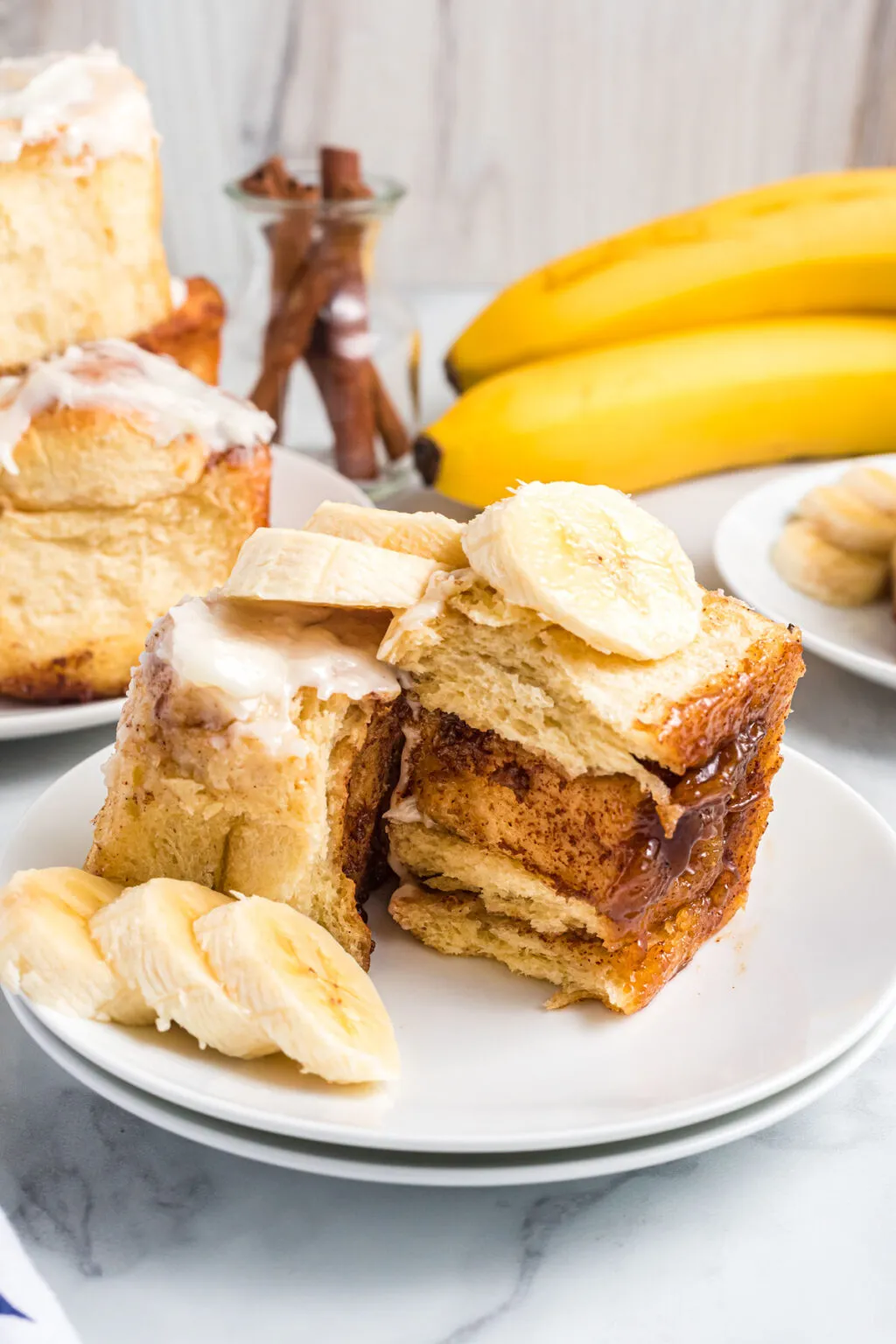 Bananas Foster Cinnamon Rolls