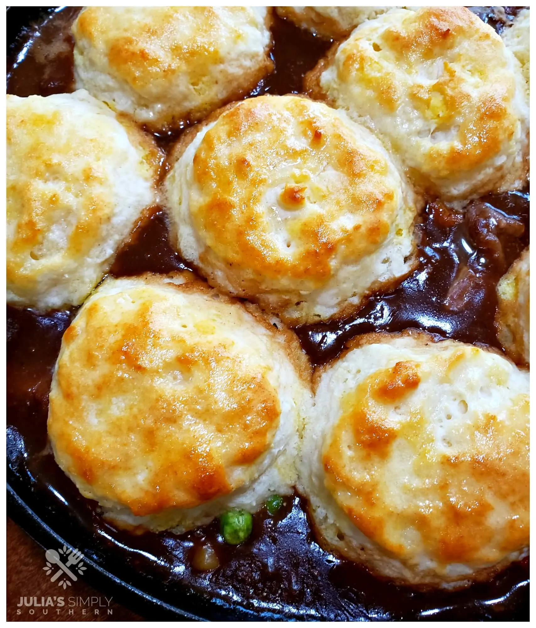 Beef Pot Pie with Biscuits