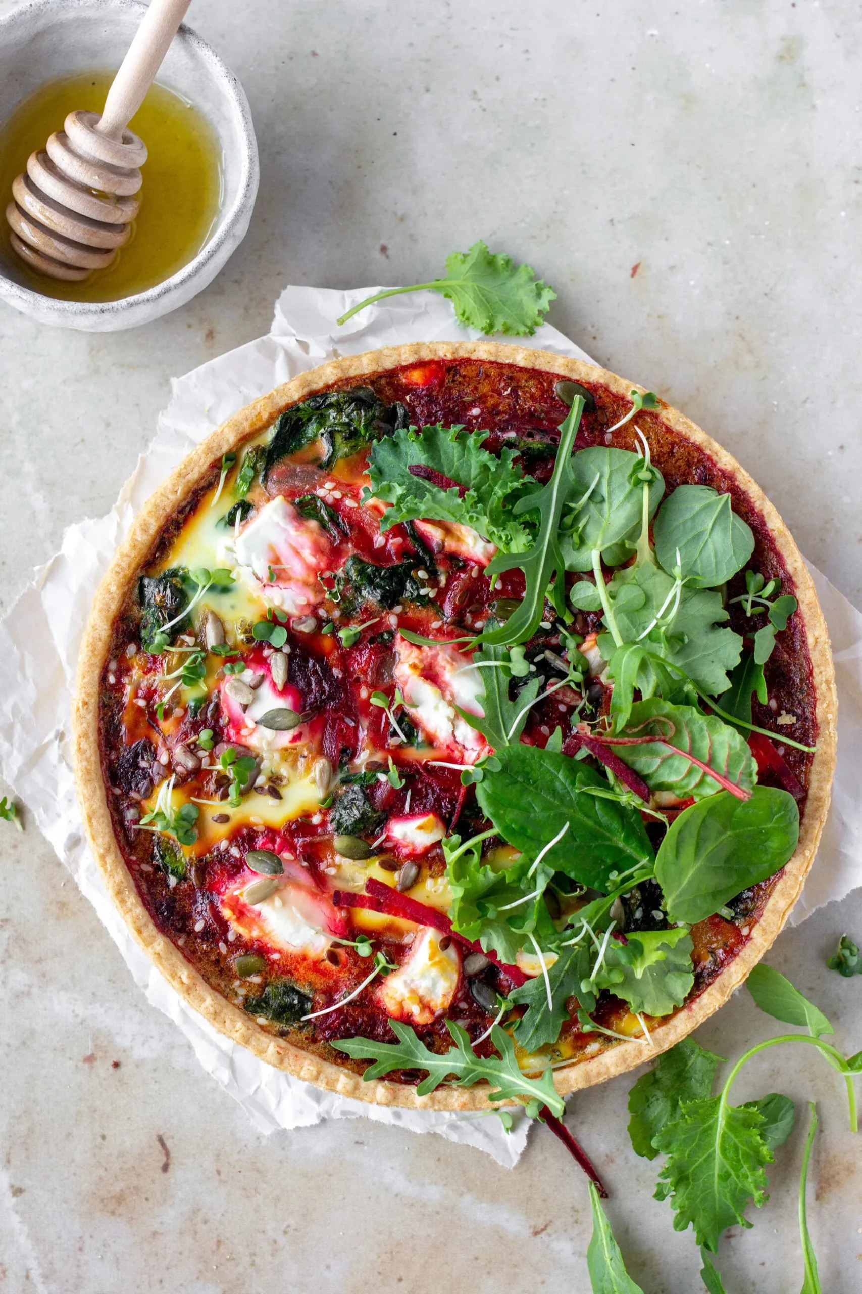 Beet Thyme and Goat Cheese Quiche