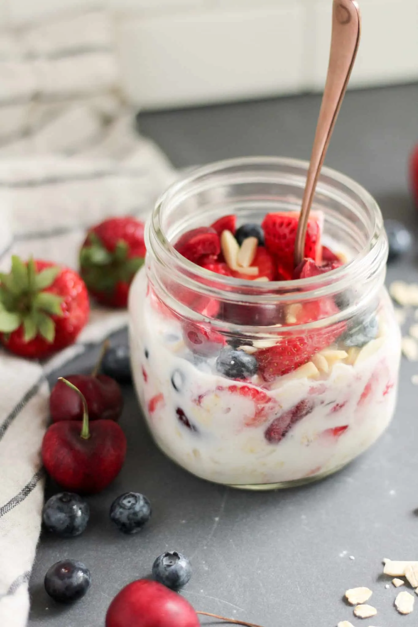 Berry Cherry Overnight Oats