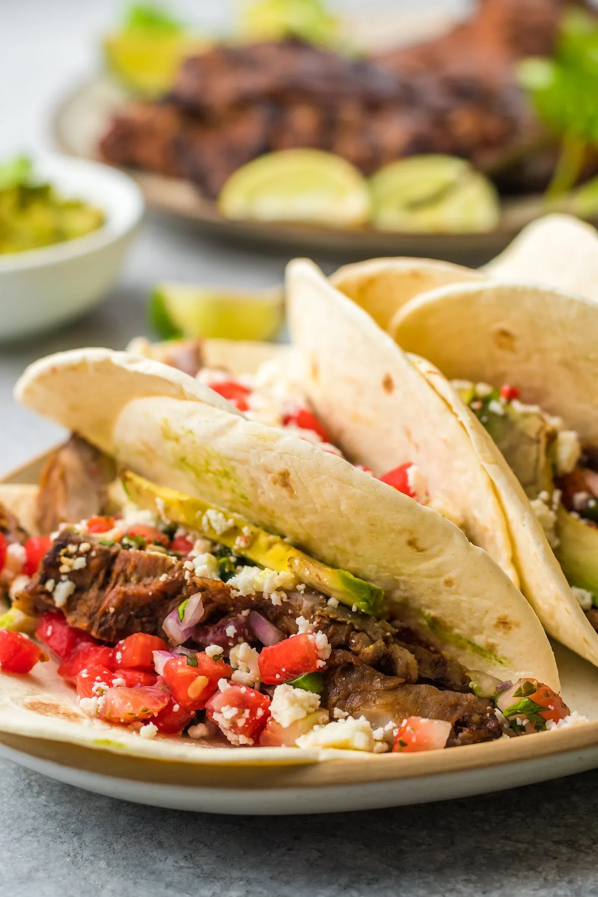 Blackened Flank Steak Tacos with Avocado Lime