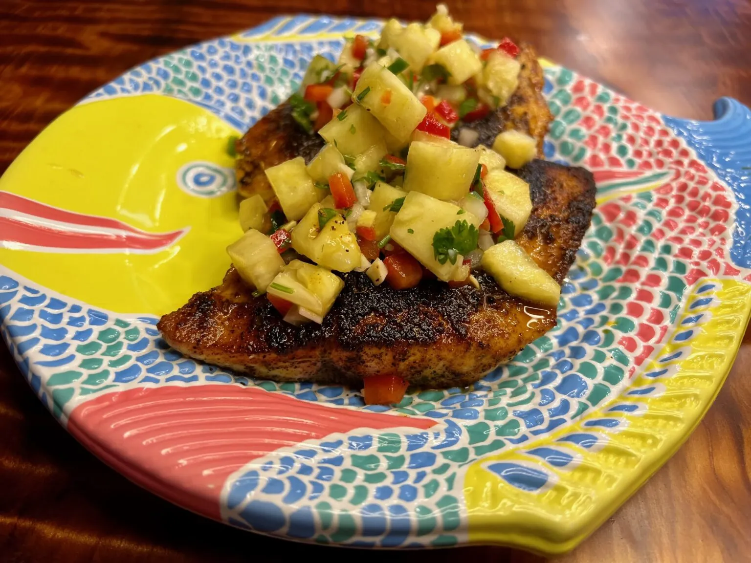 Blackened Mahi Mahi with a Pineapple Lobster Sauce