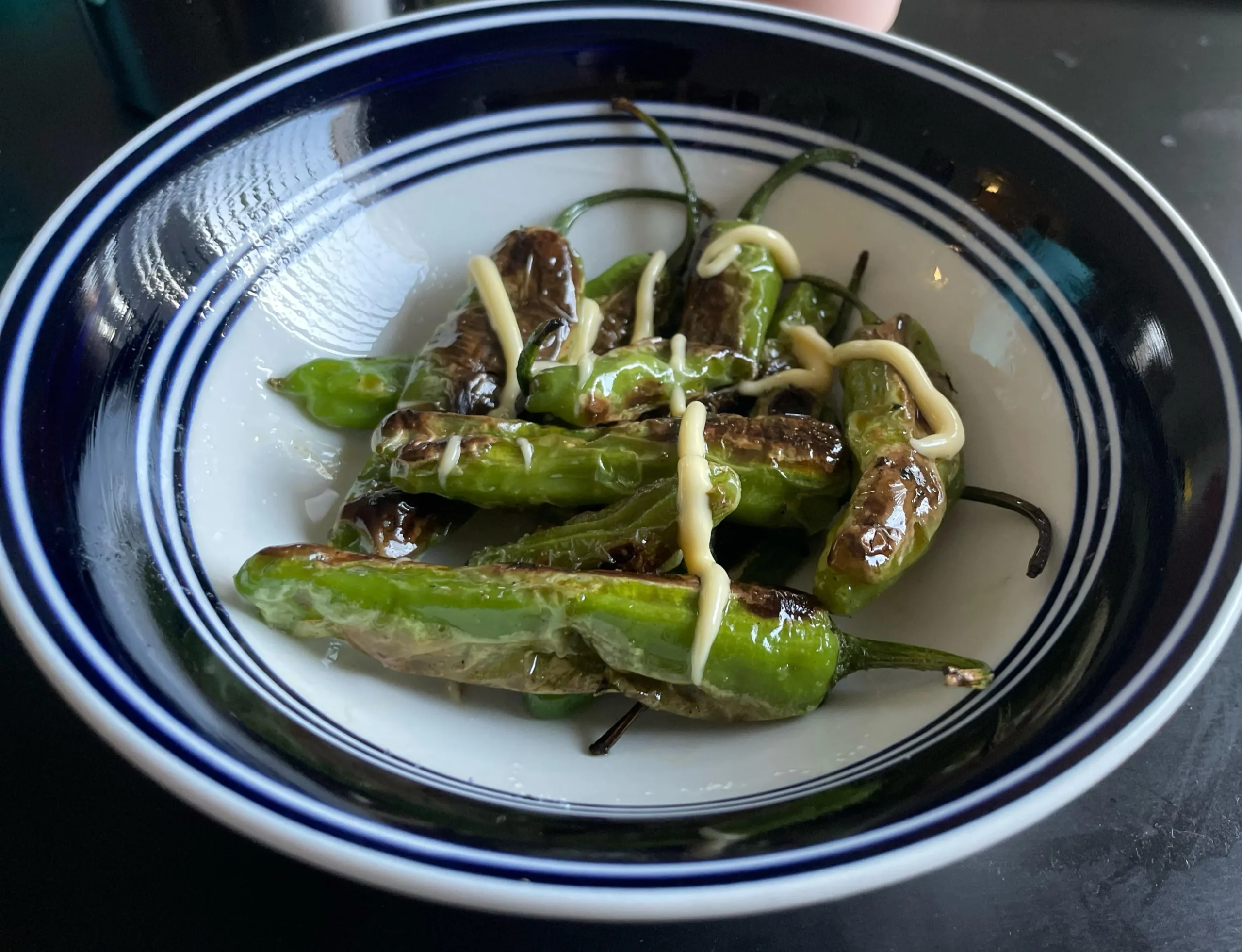 Blistered Shishito Peppers with Roasted Garlic Aioli