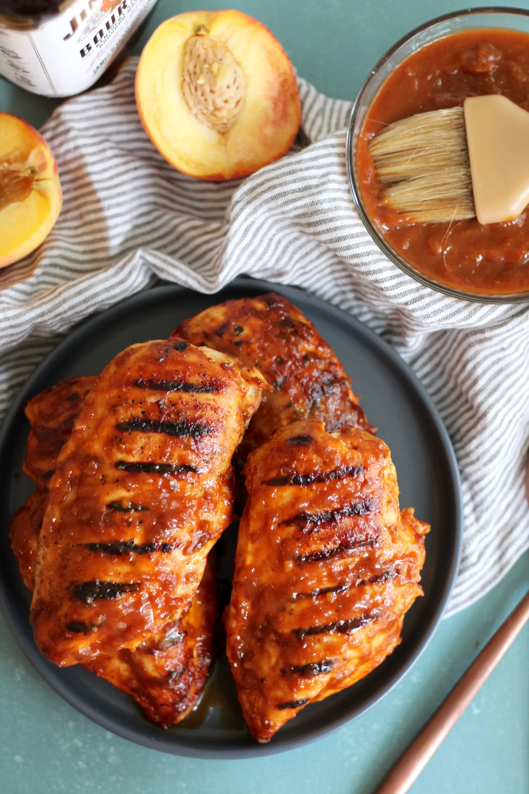 Bourbon Laced Tipsy Chicken with Peaches