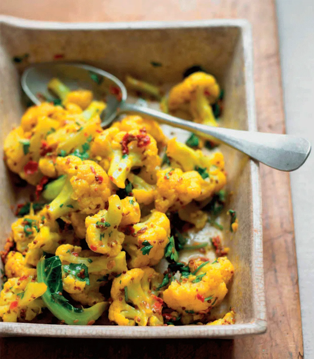 Braised Cauliflower with Pears and Almonds