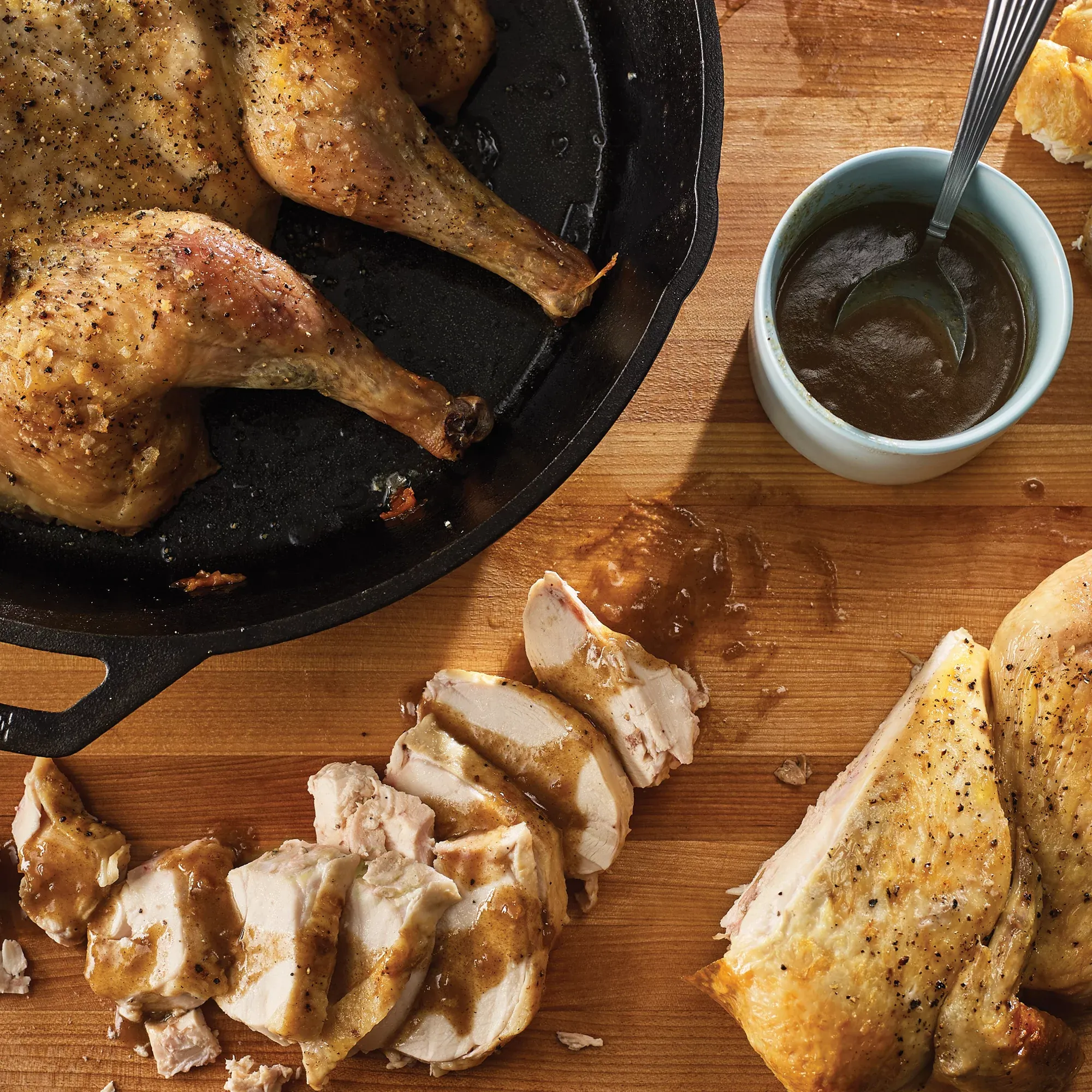 Brick Roasted Chicken with Chestnut Stuffing