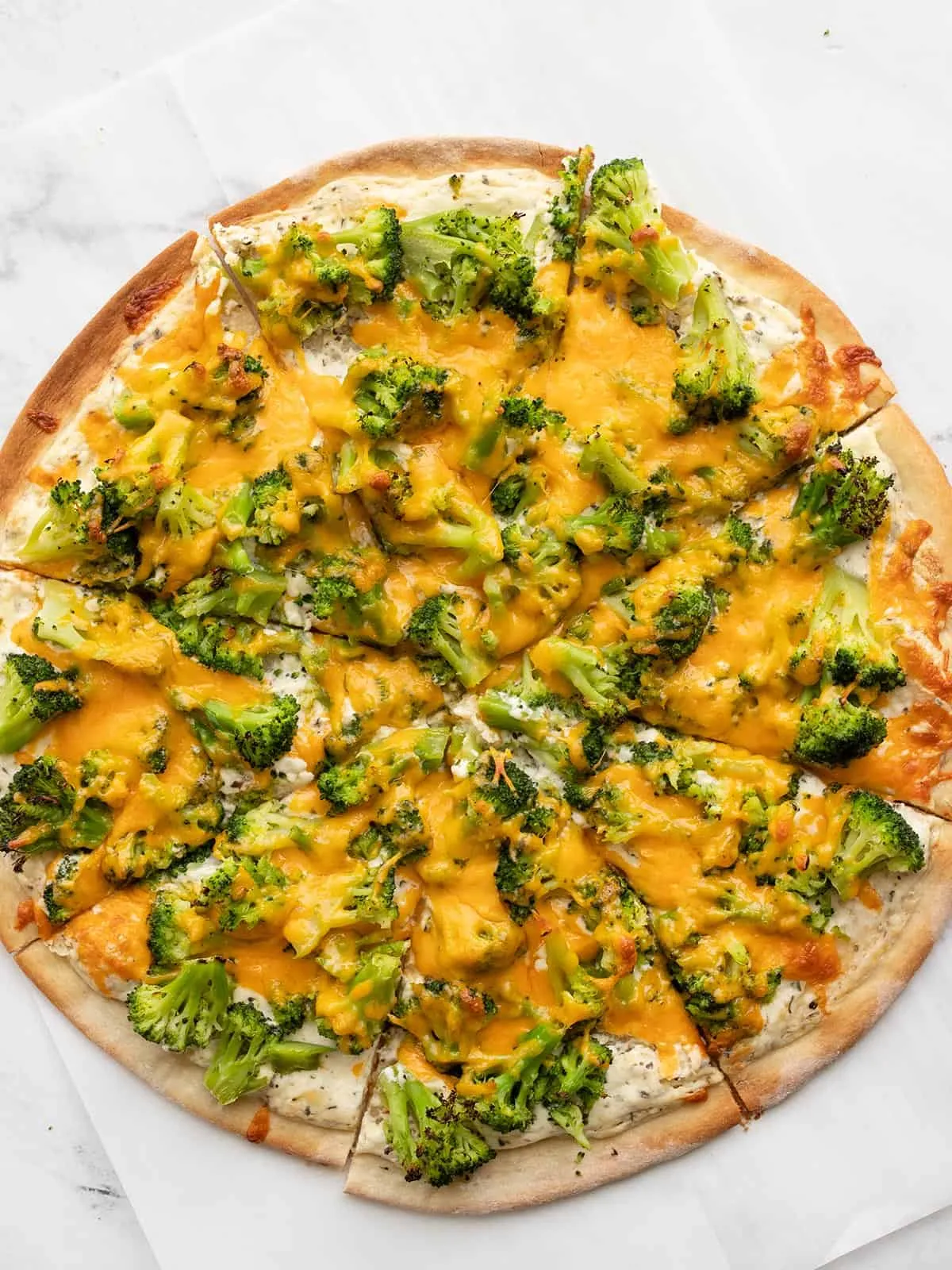 Broccoli and Cheddar Four Cheese Pizza