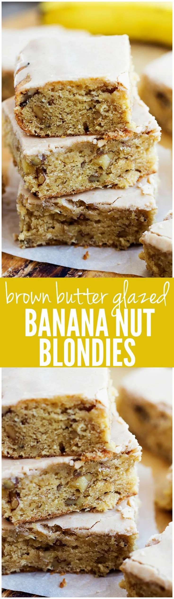Brown Butter Glazed Banana Nut Blondies