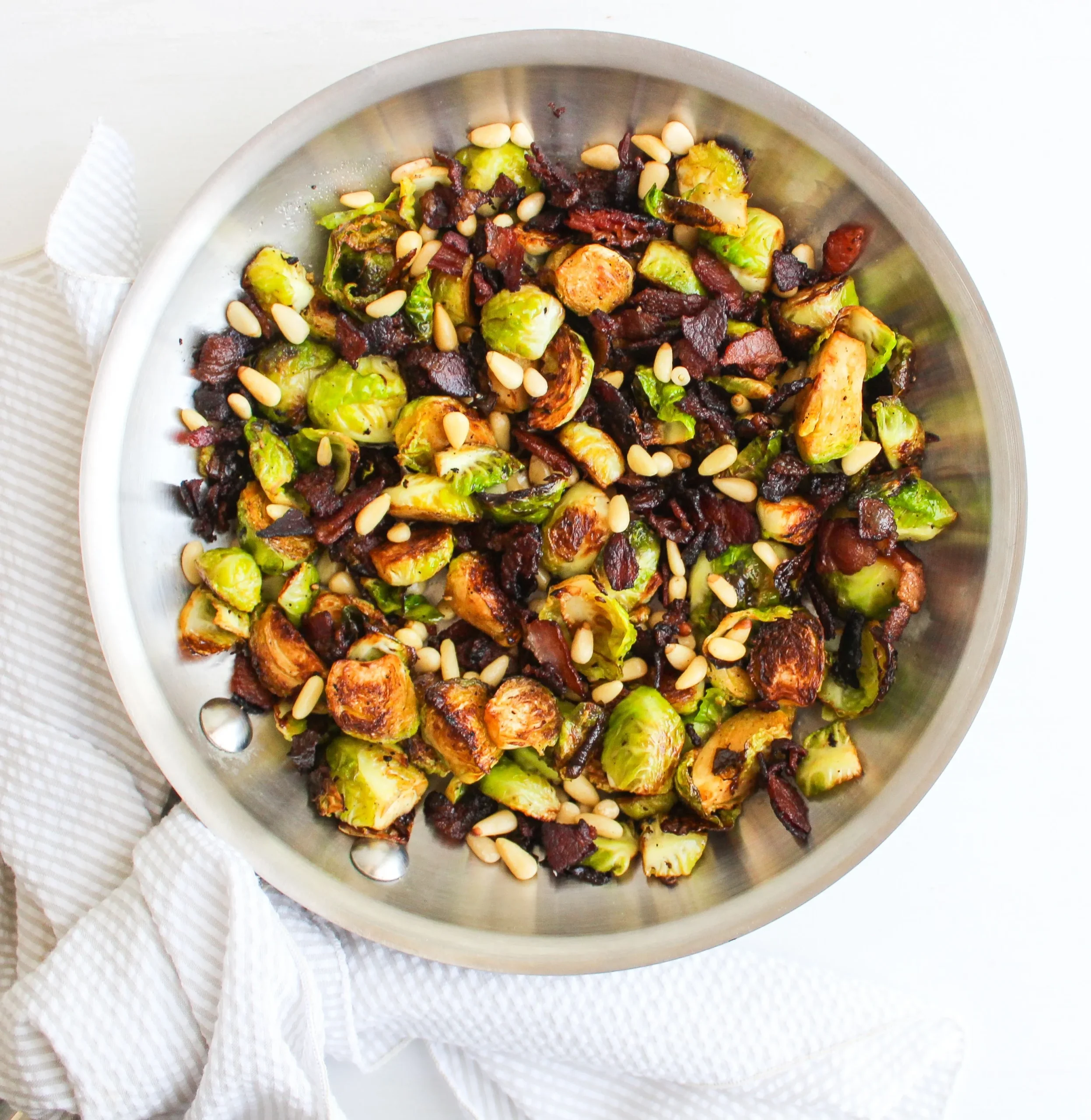 Brussels Sprouts with Balsamic Bacon and Pine Nuts