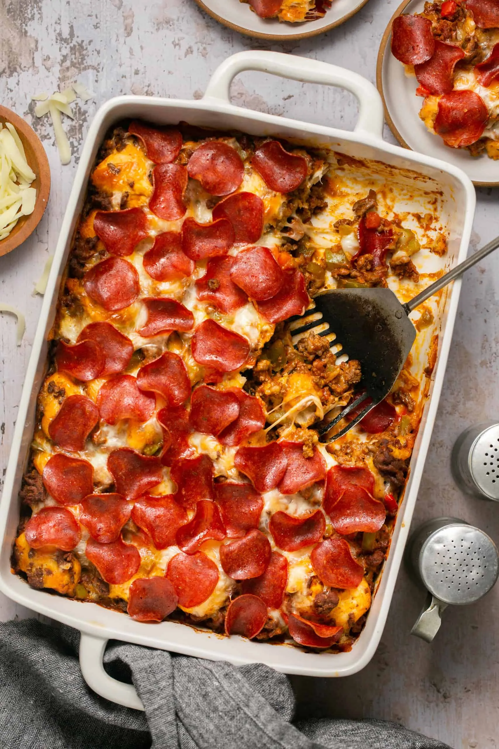 Bubble Up Pizza Casserole with Biscuits