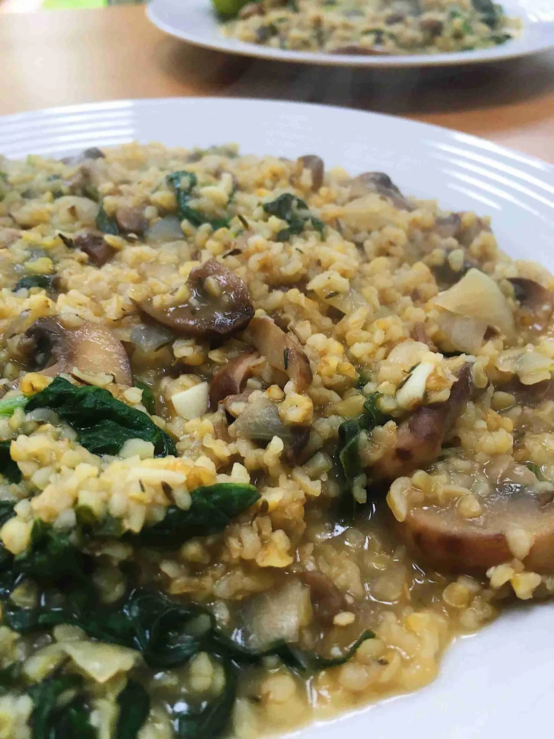 Buckwheat Mushroom Risotto with Spinach