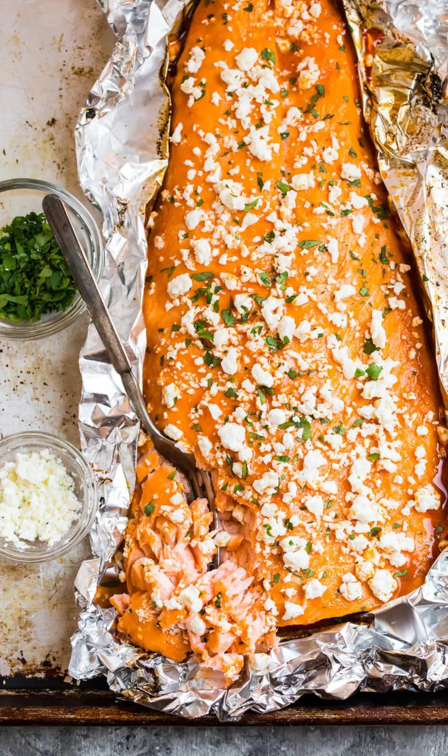 Buffalo Salmon with Roasted Red Onions