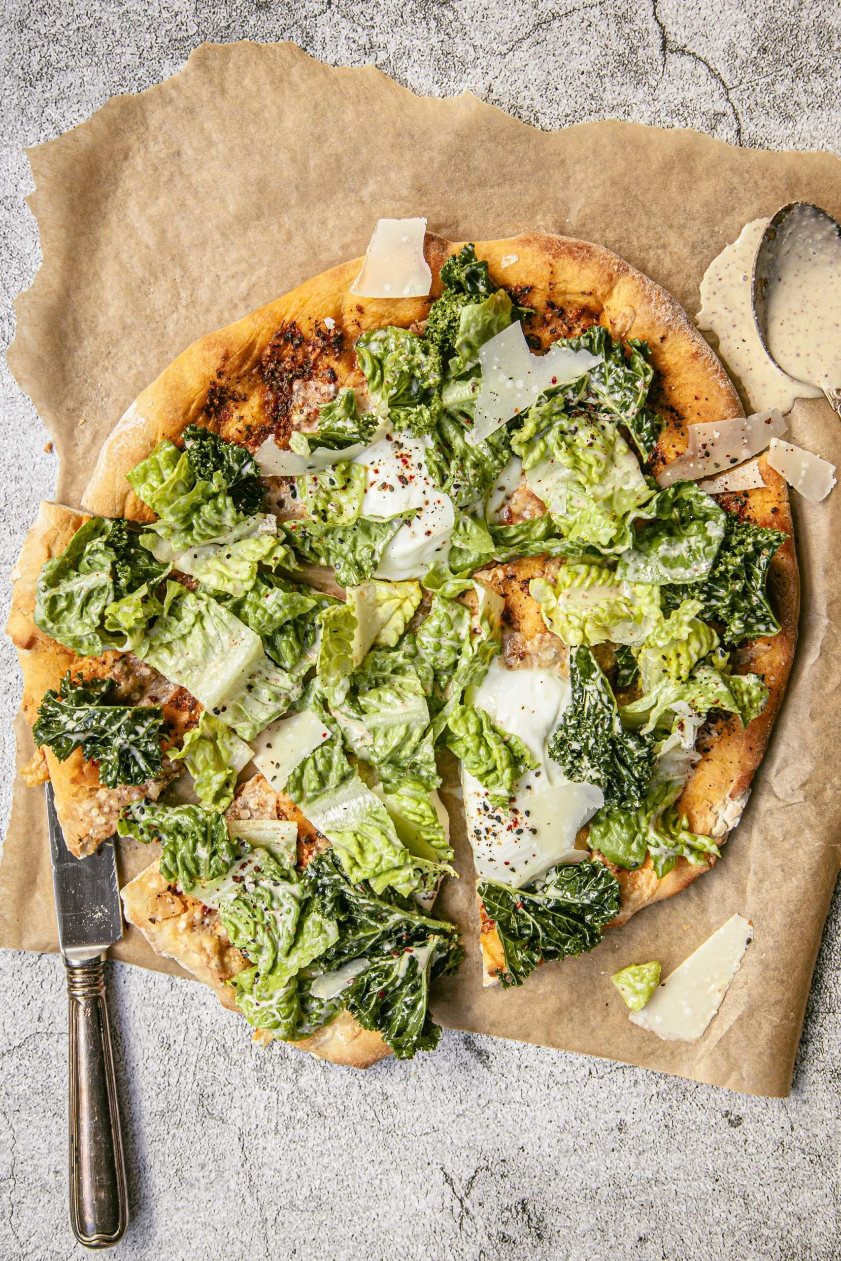 Burrata Caesar Salad Pizza